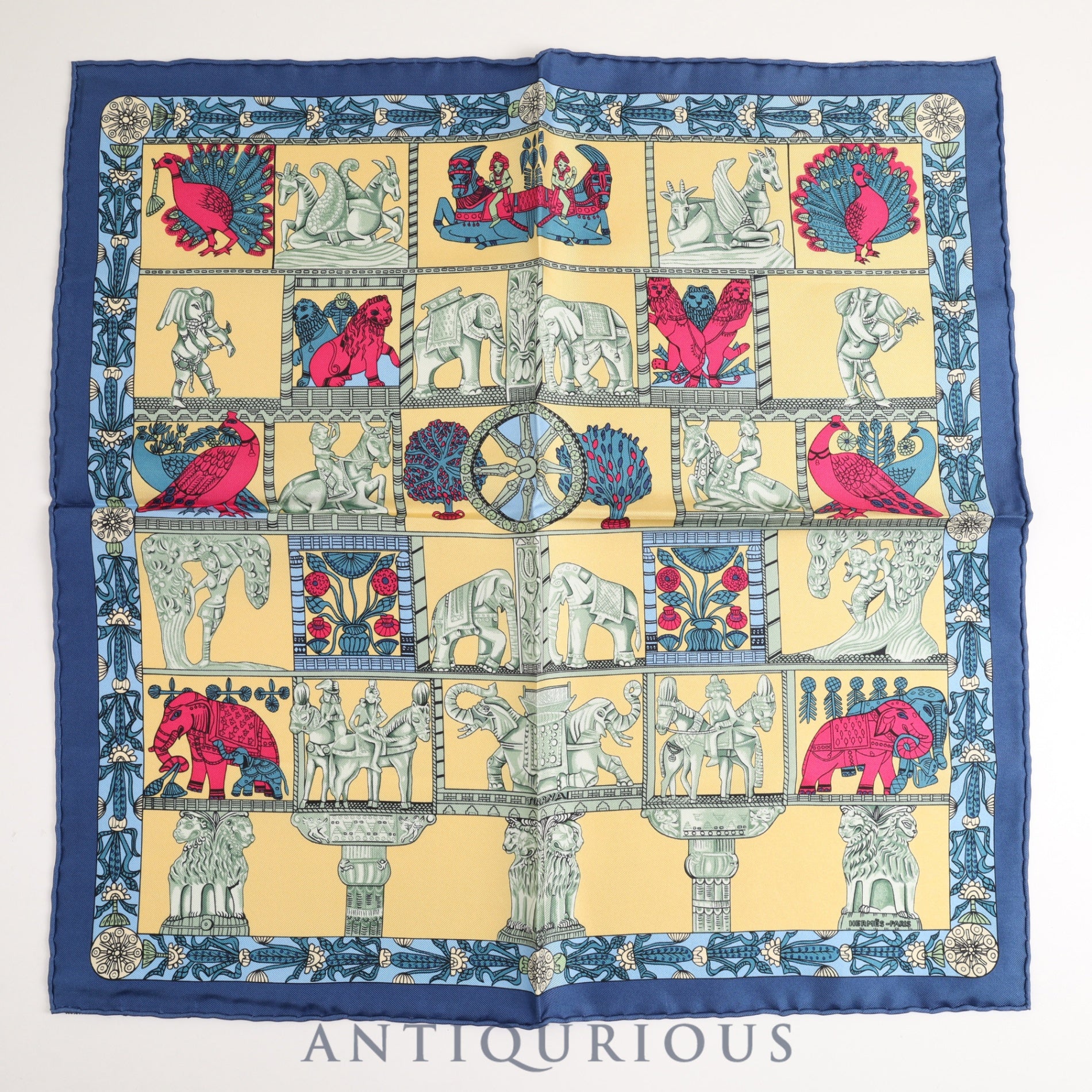 エルメス スカーフ カレ45 塔門 SILK100%
