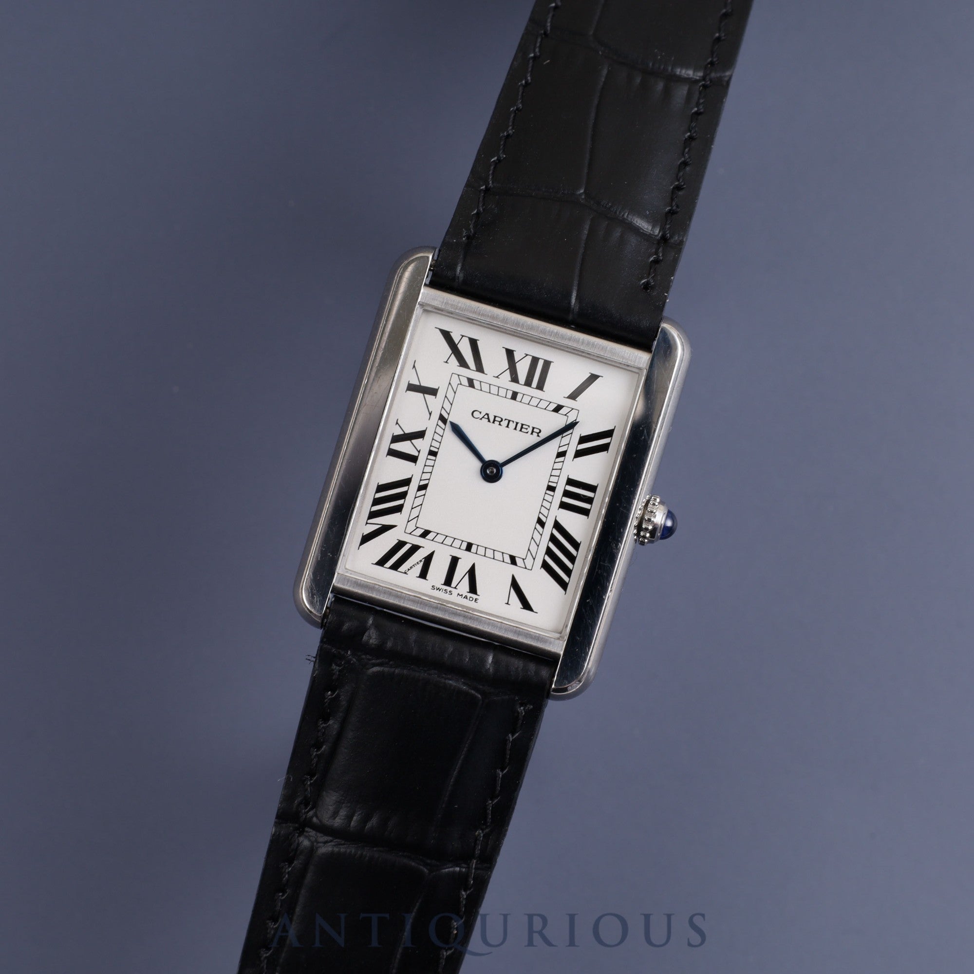 Cartier LM Tank Solo LM Quartz Cal.690 W108355 / 2715 SS Leather Genuine Buckle (SS) Silver Dial