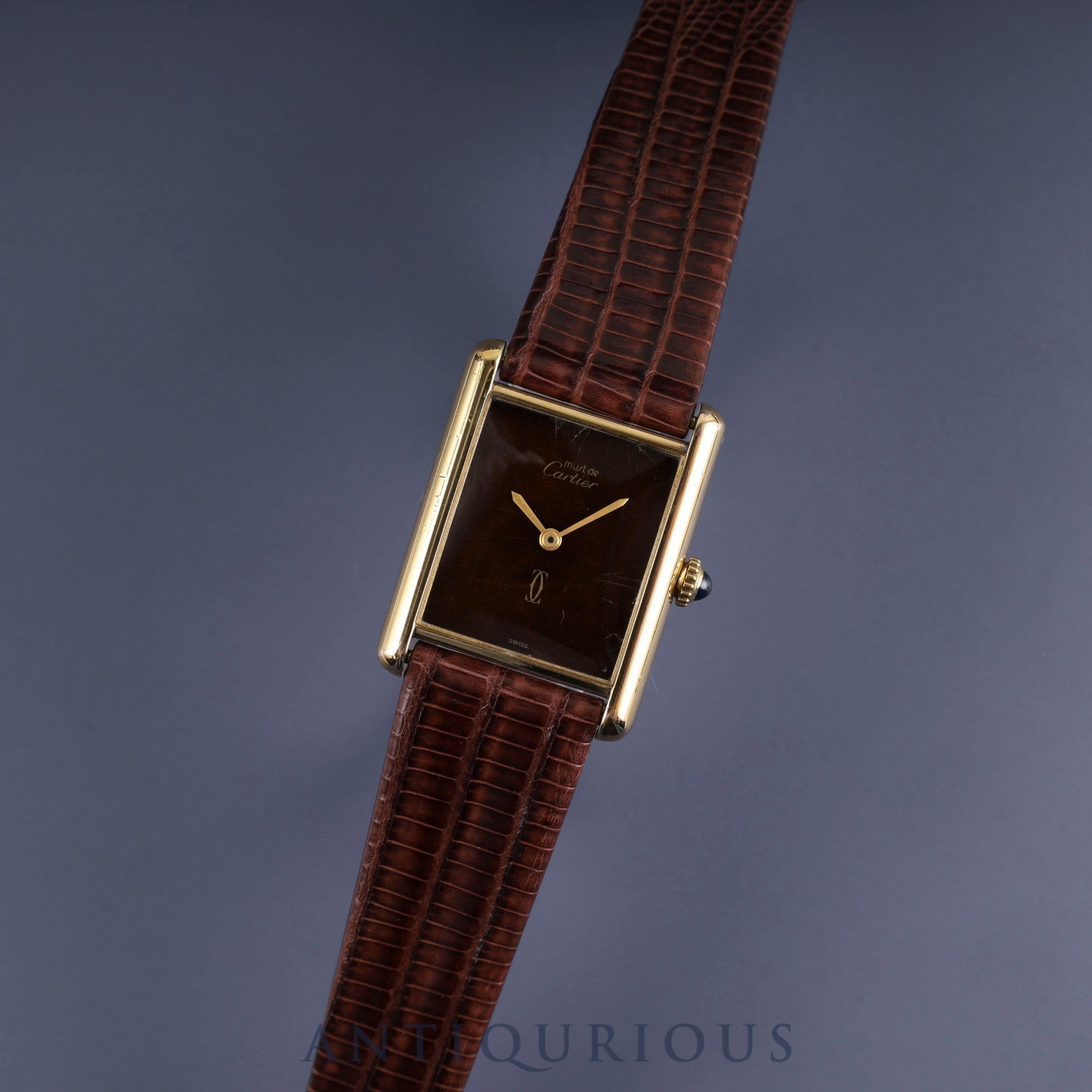 Cartier Must Tank LM Manual winding Cal.78-1 SV925 Leather Genuine buckle (GP) Mahogany dial Overhauled