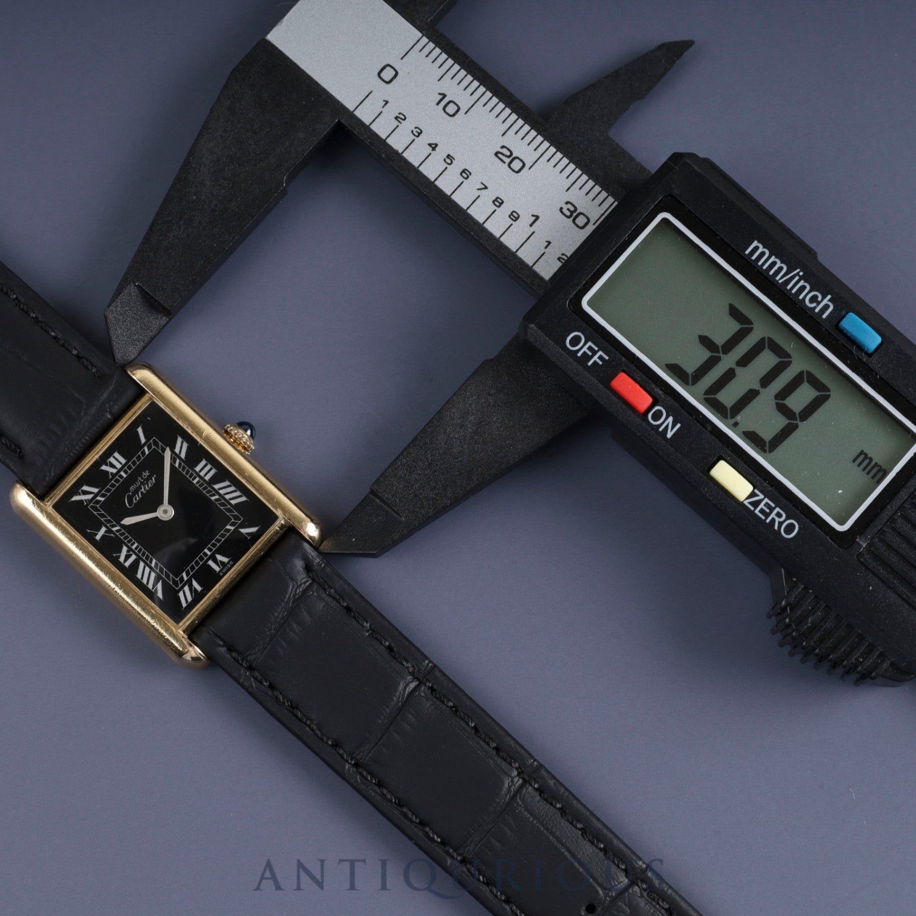 Cartier Must Tank LM Manual winding Cal.78-1 SV925 Leather Genuine buckle (GP) Black Roman dial Overhauled