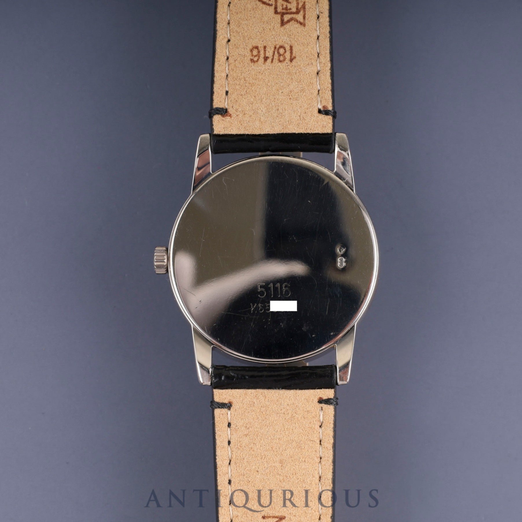 ロレックス チェリーニ 5116/9 手巻き Cal.1602 750 革 純正尾錠(750) グレーローマン文字盤 箱 保証書(2011年) オーバーホール済み