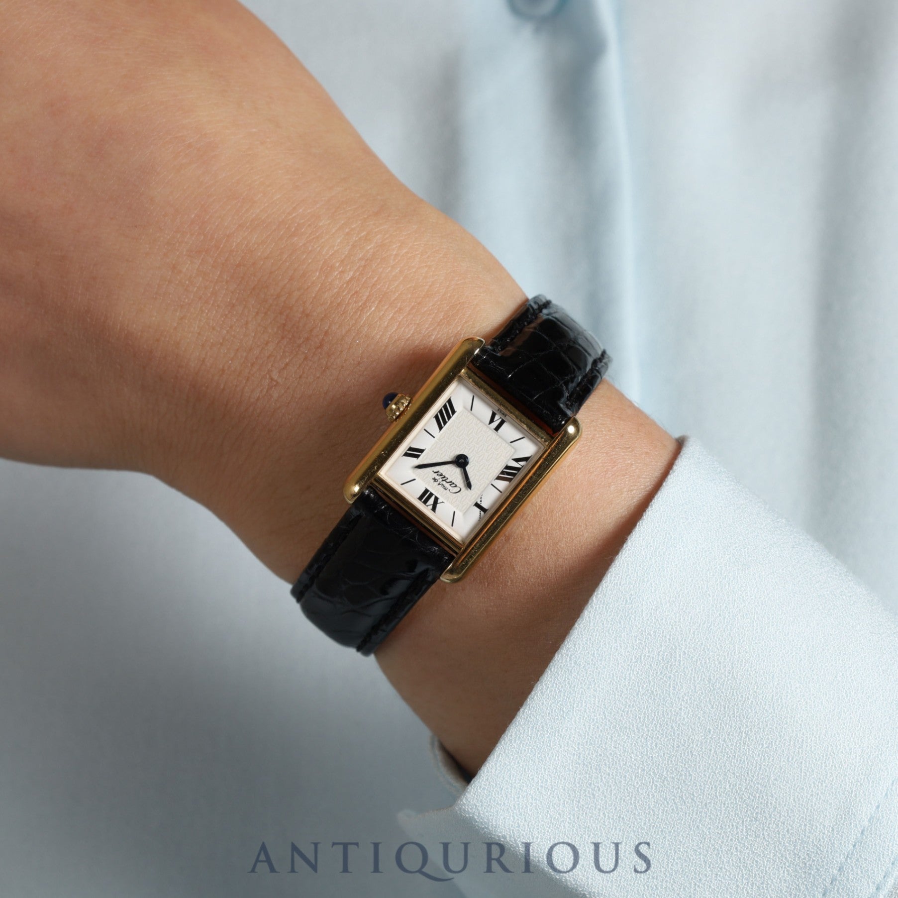 カルティエ マストタンク SM W1009654 / 1613 クォーツ Cal.057 SV925 純正Dバックル(GP) 飛びローマCC文字盤 1980年代半ば~1994年 オーバーホール済み