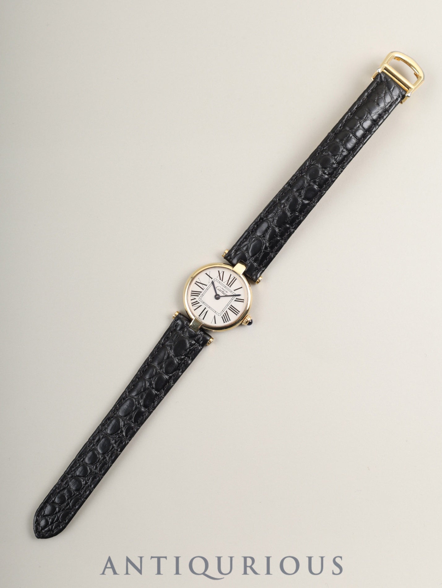 カルティエ マスト ヴァンドーム VLC SM 590004 クォーツ Cal.90 SV925 革 純正Dバックル(GP)オパラン文字盤 オーバーホール済み