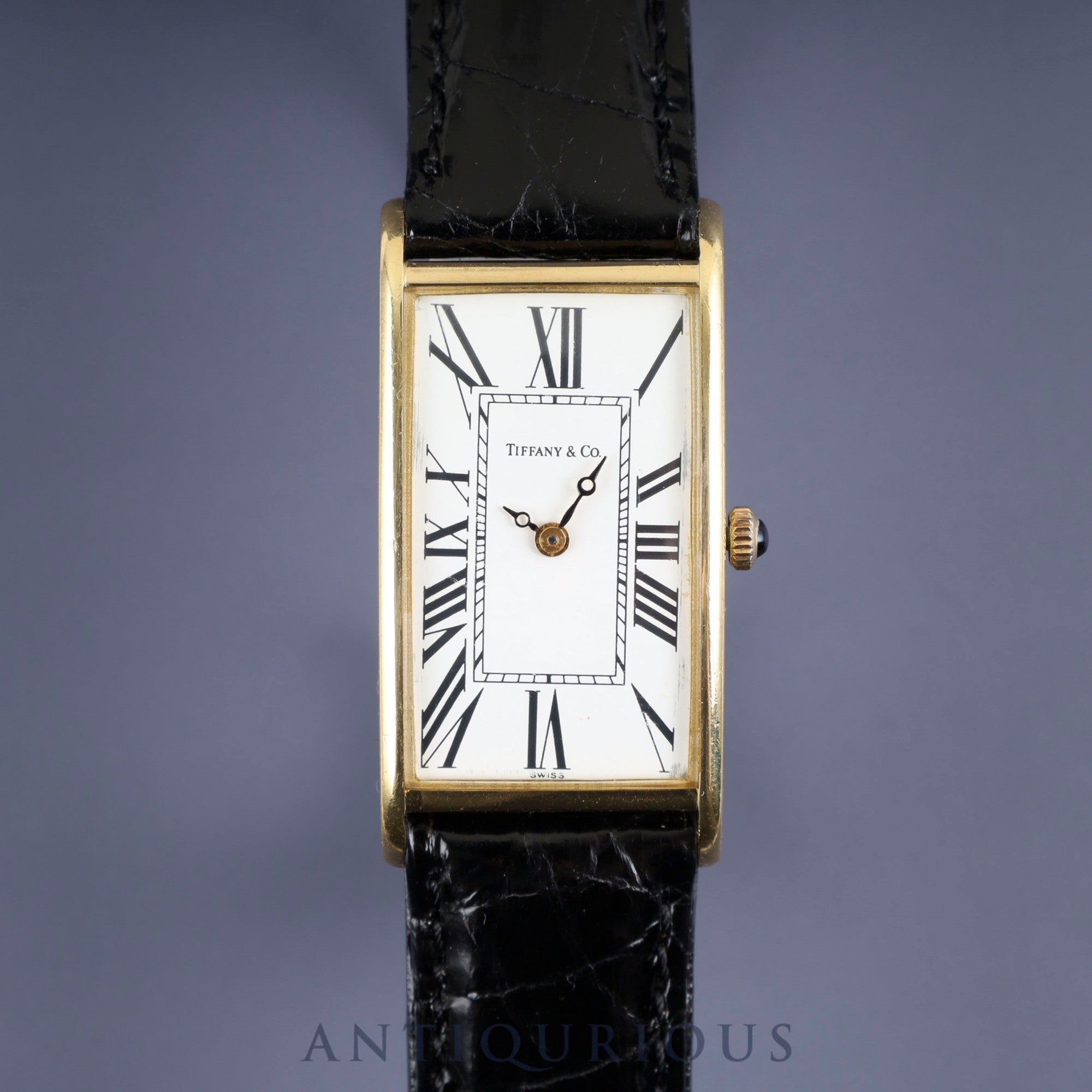 ティファニー クラシック カーブド タンク クォーツ Cal.7978.002 18K 革 純正尾錠(GP) ホワイト文字盤 オーバーホール済み