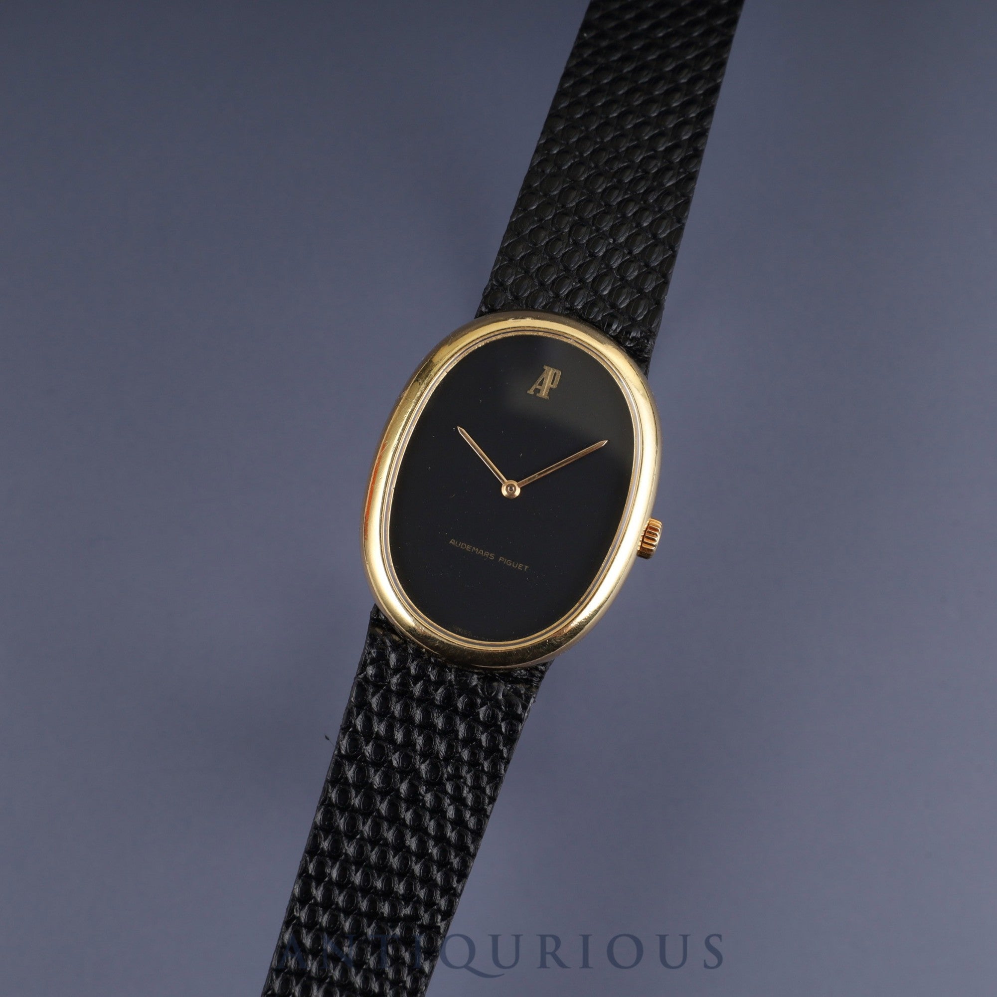 Audemars Piguet Oval Case Hand-wound Cal.2052 750 Leather Genuine Buckle (750) Black Dial Case Overhauled