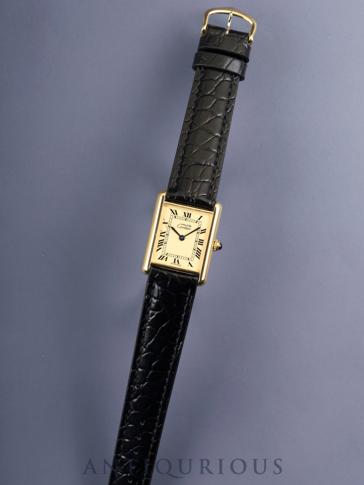 Cartier Must Tank LM W1002753 / 590005 Quartz Cal.069 SV925 Leather Genuine Pin Buckle (GP) Ivory Roman Dial (SWISS MADE) Box Warranty (undated) Overhauled