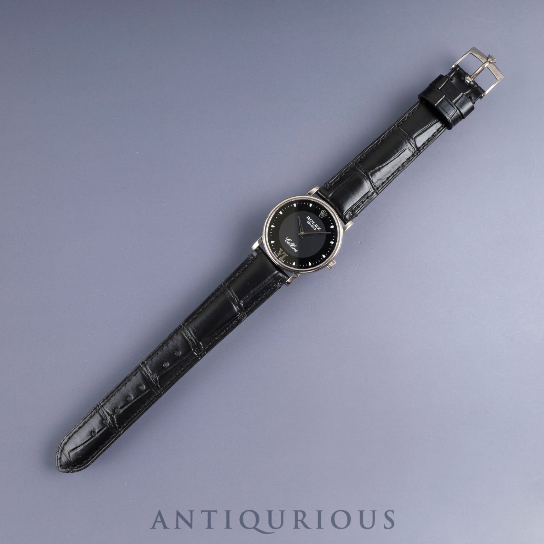 Rolex Cellini 5115 Manual Winding Caliber 1602 750 Leather Strap with Genuine Buckle (750) Black Dial A Series (1998-1999) Overhauled