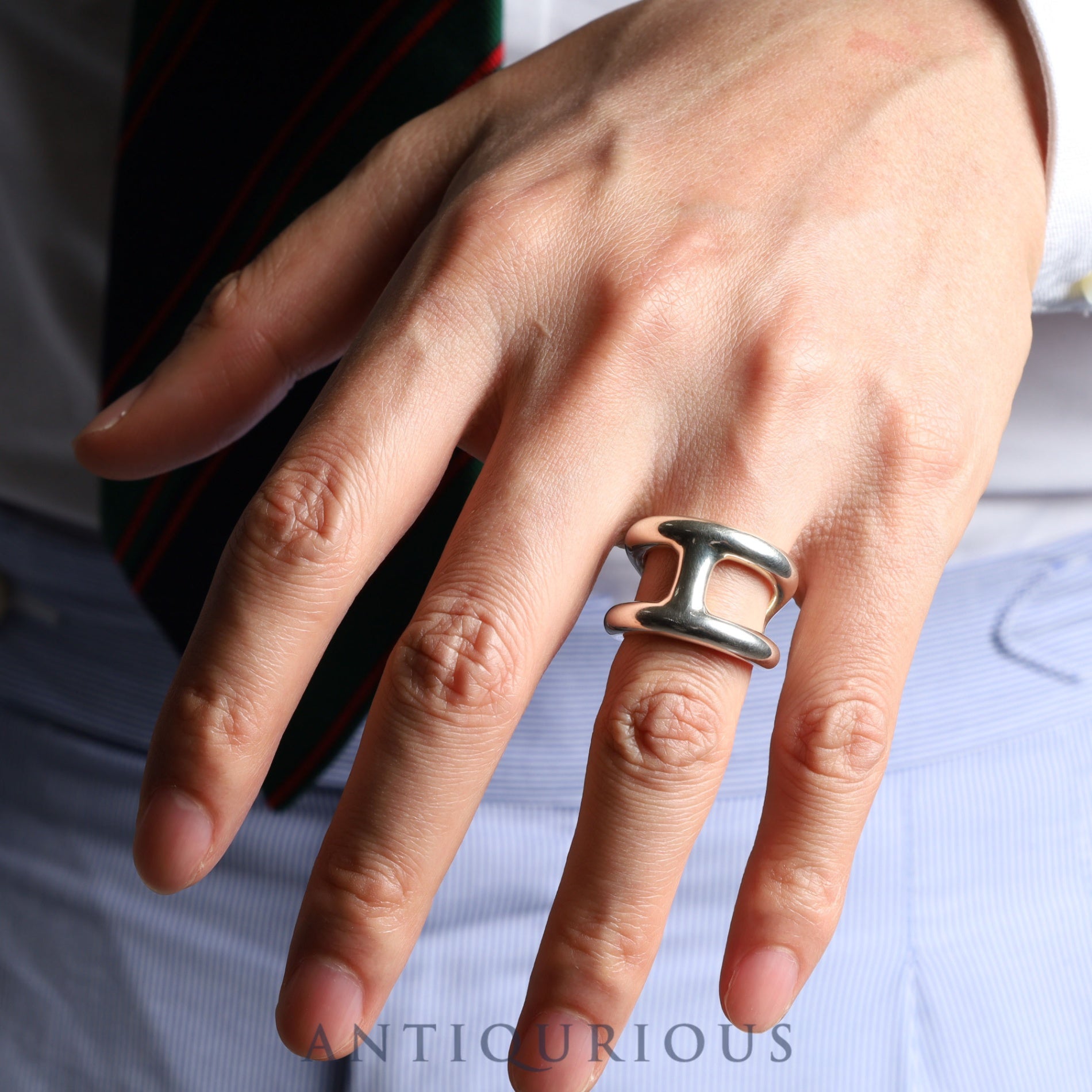 Hermes Ring Osmos GM SV925 #52 Box 22 Years Engraved