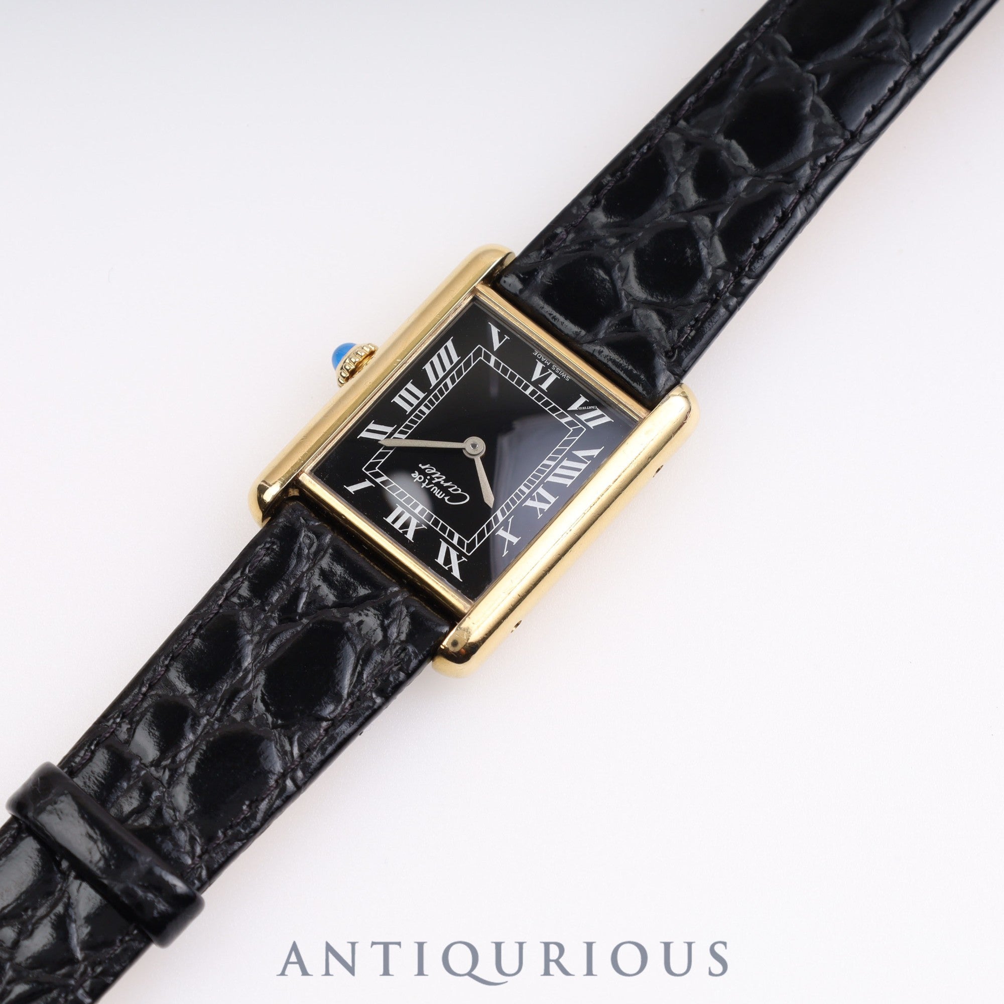 Cartier Must Tank LM Manual Winding Black Roman Dial Box Fully Serviced