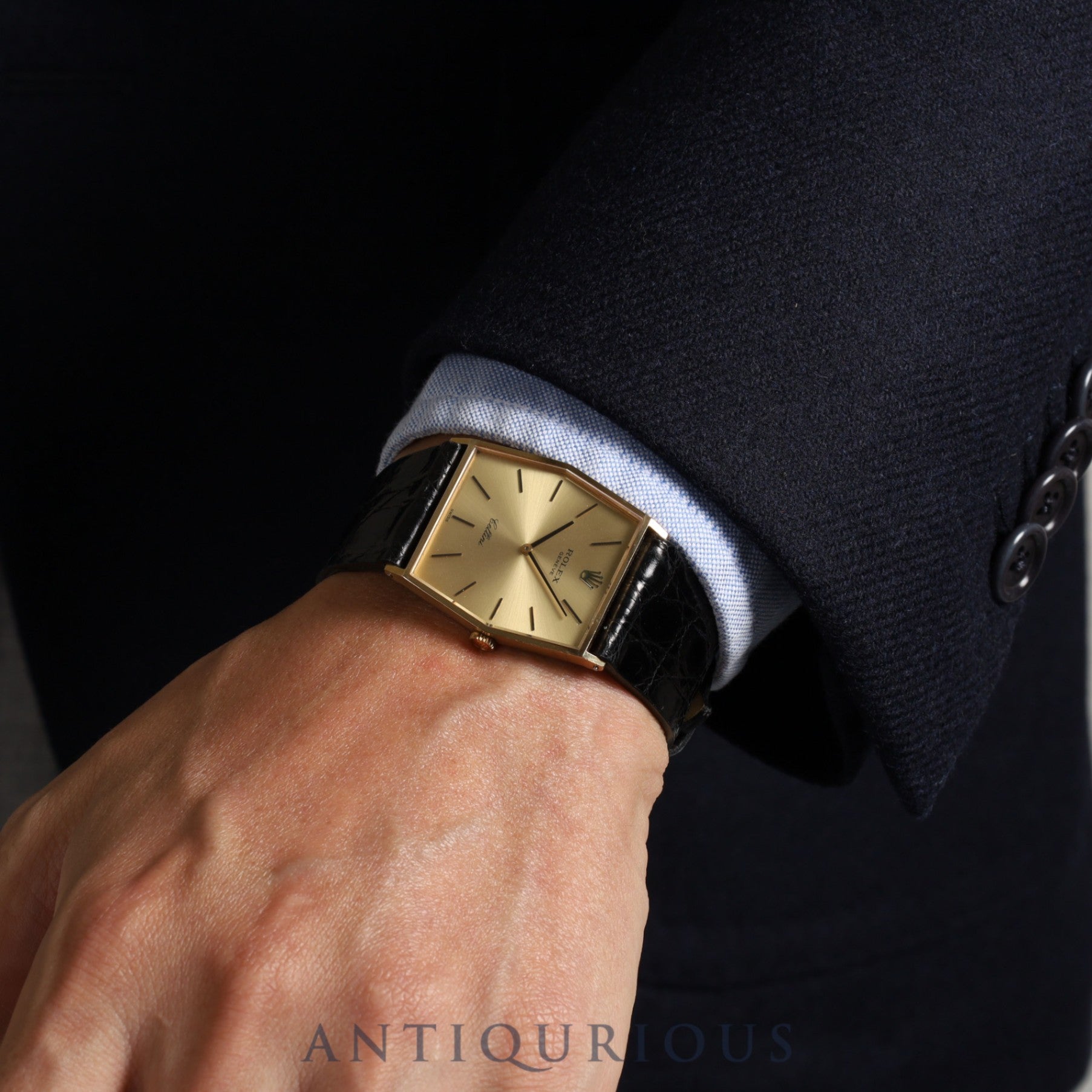 Rolex Cellini 4122 Manual winding Cal.1601 YG Leather Genuine buckle (GP) Gold dial No. 4 Overhauled