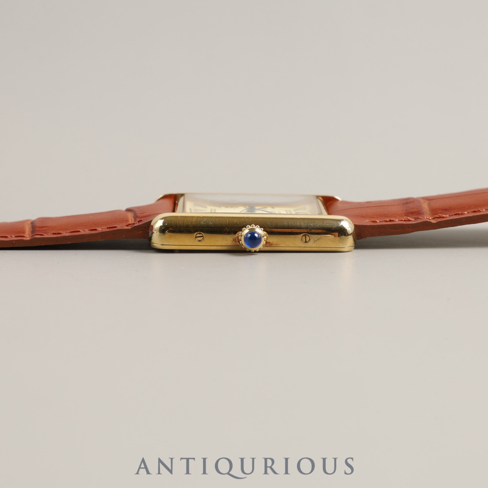Cartier Must Tank GM (XL) Date QZ SV925 Leather Genuine Buckle (GP) Ivory Dial Box Overhauled