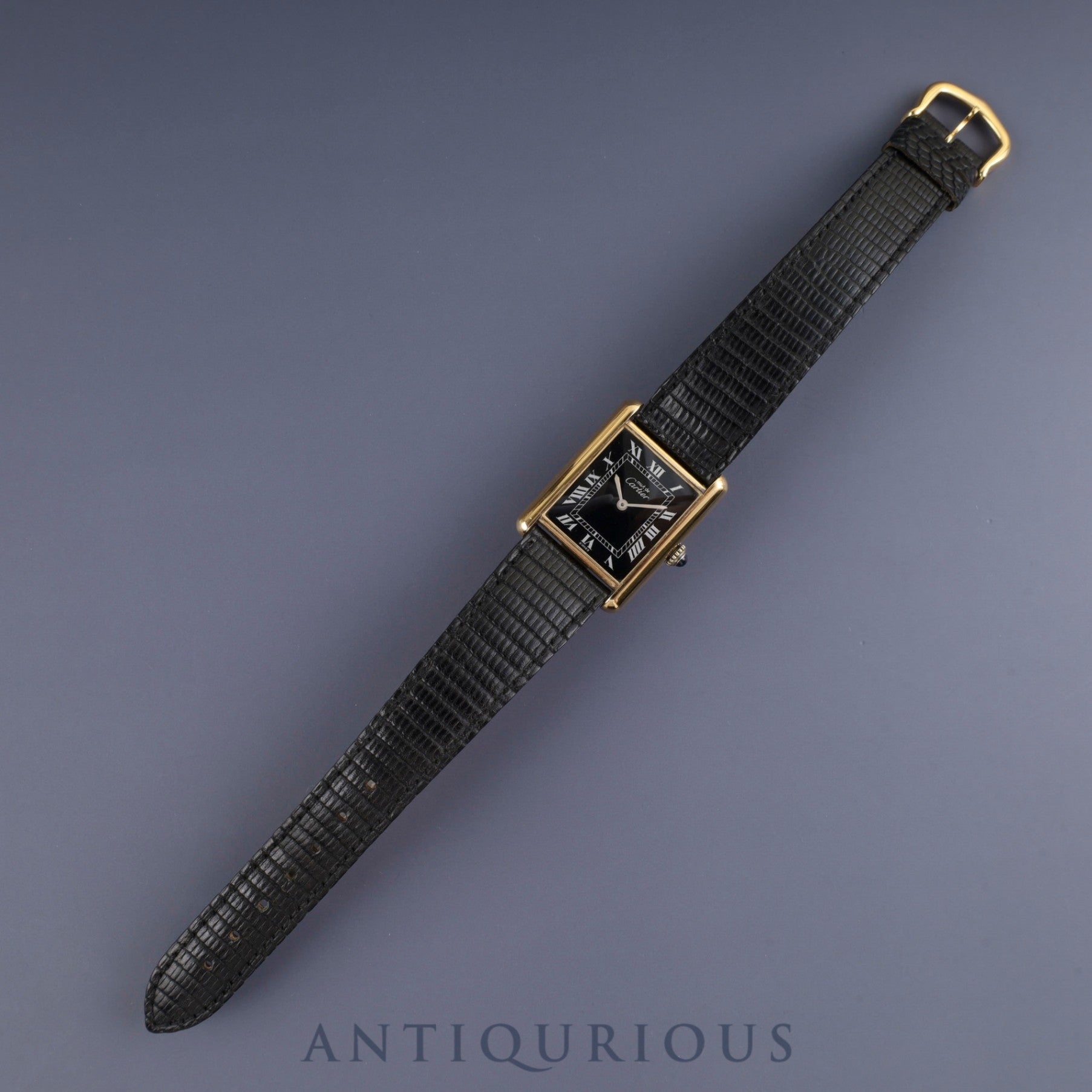 Cartier Must Tank LM Manual winding Cal.78-1 SV925 Genuine leather strap Genuine buckle (GP) Black Roman dial Overhauled