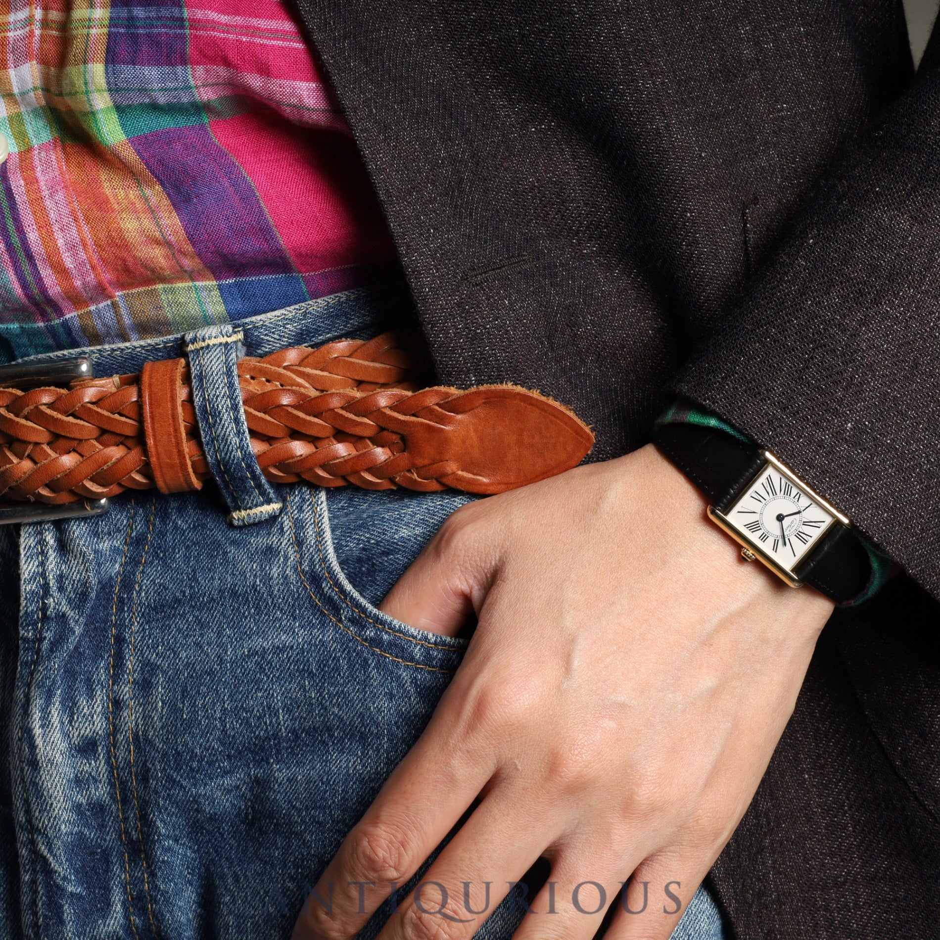 カルティエ マストタンク LM W1005654 / 1615 クォーツ Cal.90 SV925 革 純正Dバックル(GP) オパラン文字盤 1996年頃〜1998年頃 オーバーホール済み