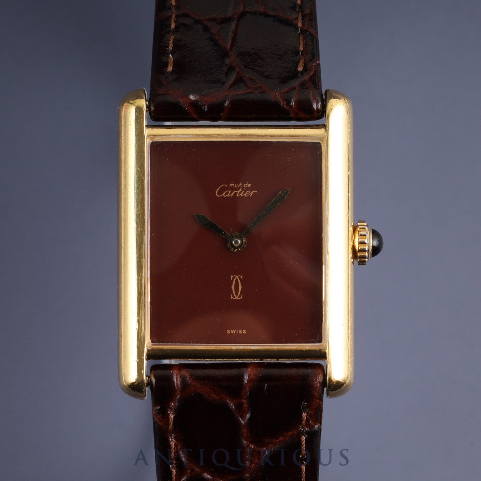 Cartier Must Tank LM Manual winding SV925 Leather Genuine buckle (GP) Garnet dial Bordeaux dial Overhauled New finish