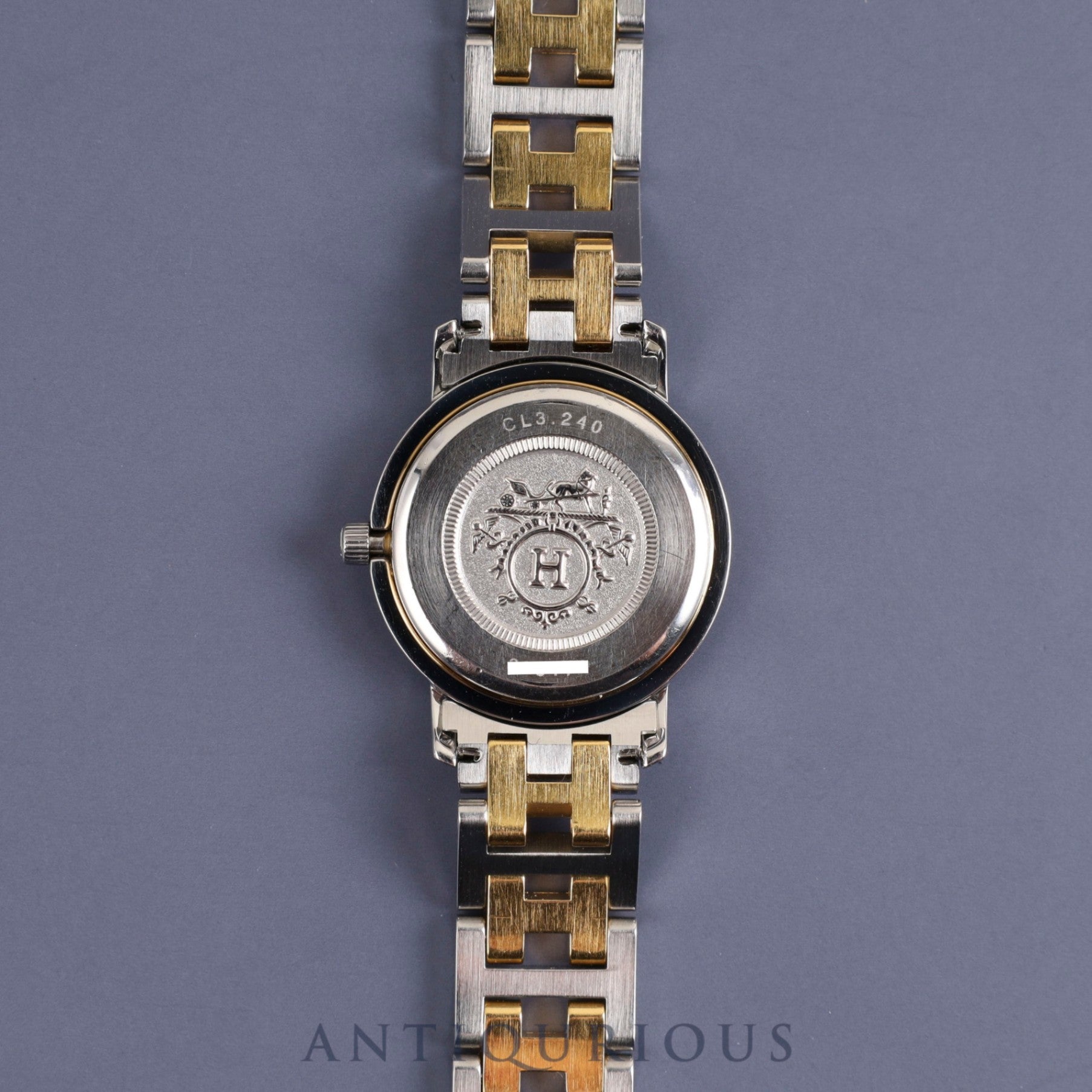 Hermes Clipper CL3.240 Quartz SS/GP Ivory Dial Box Warranty Overhauled