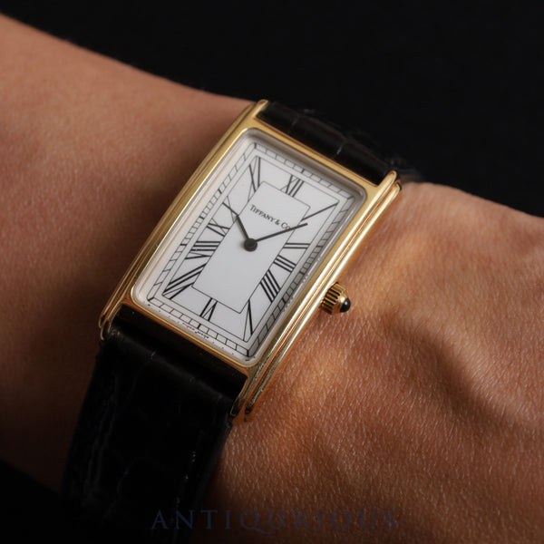 ティファニー クラシック M0430 クオーツ YG 革 純正尾錠(GP)ホワイト文字盤 箱 保証書(1994年)