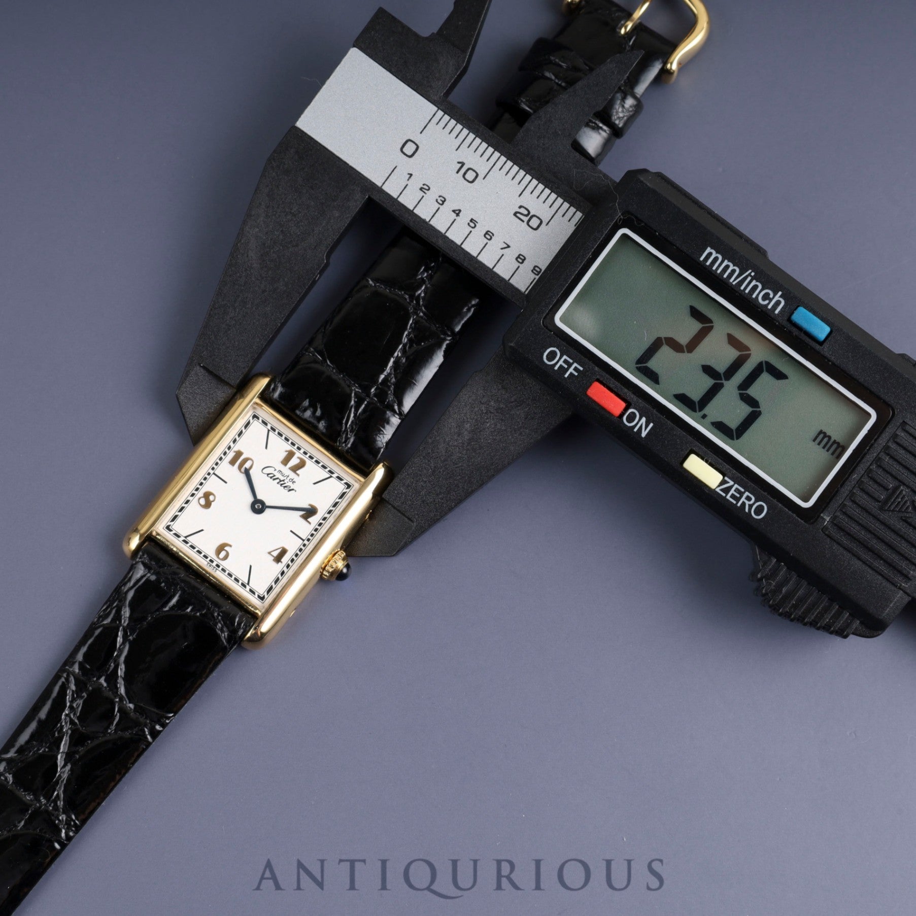 Cartier Must Tank LM 590005 Quartz Cal.690 SV925 Leather Genuine Buckle (GP) Flying Arabic CC Dial Box Booklet Warranty (1993) Overhauled and refinished to like new condition