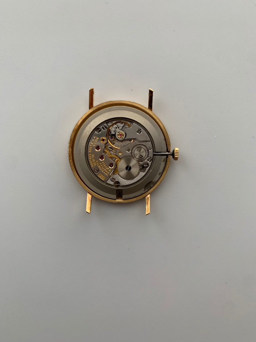 Rolex Cellini 4112 Manual Winding Cal. 1601 750 Leather Strap Genuine Buckle (GP) Gold Dial 43 Series (1975) Warranty (1984) Overhauled