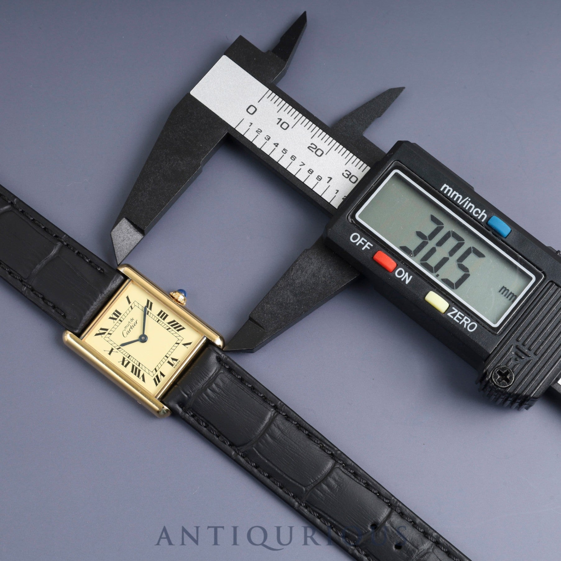 カルティエ マストタンク LM 590005 クォーツ Cal.- SV925 革 純正尾錠(GP)アイボリーローマン文字盤 1982年頃~1995年頃 オーバーホール済み