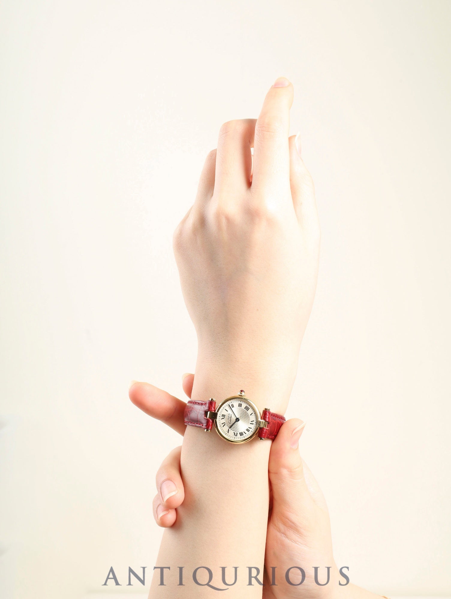 Cartier Must Vendôme VLC SM 150th Anniversary Model W1010395 Quartz Caliber 690 SV925 Leather Strap Genuine D-Clasp (GP) Silver Roman Dial Box Booklet Warranty Card Overhauled