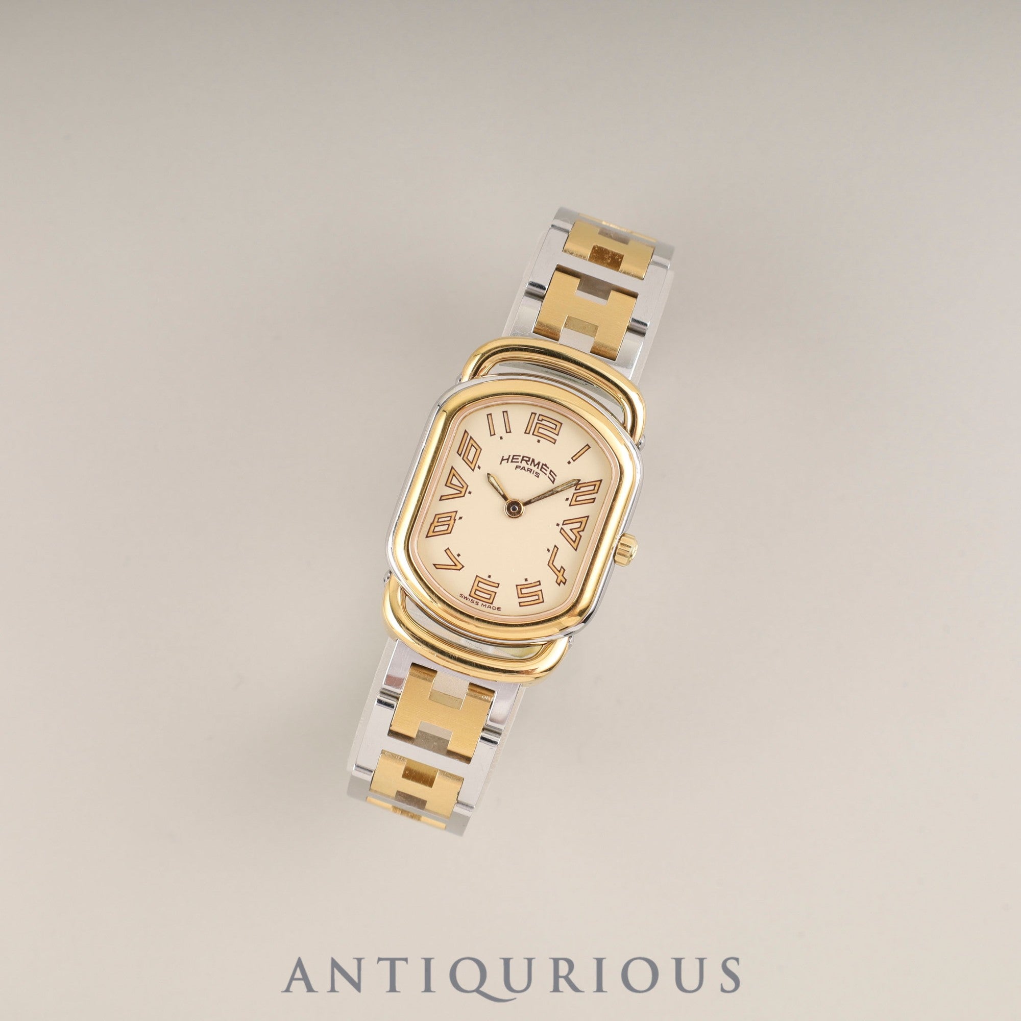 Hermès Rally Quartz Cal.976.001 SS/GP SS/GP Ivory Dial Box Booklet Warranty (1995) Overhauled