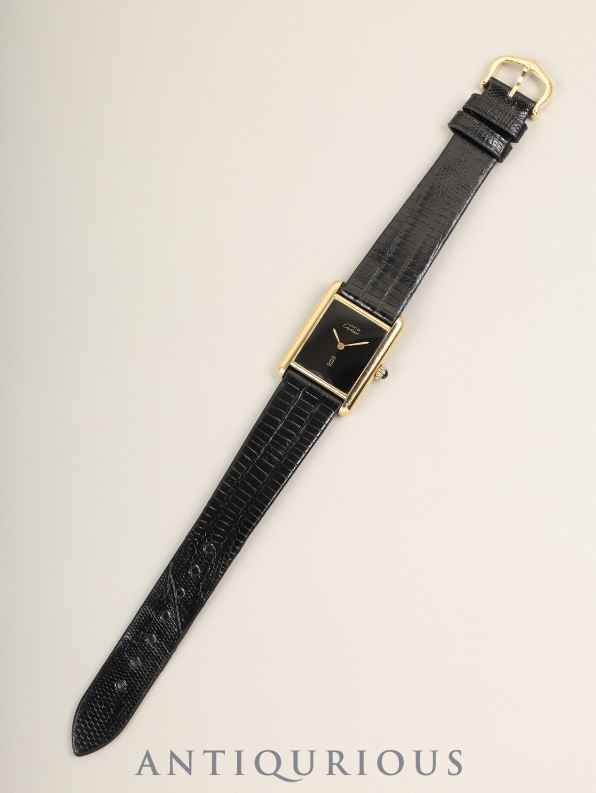カルティエ マストタンク LM 6 手巻き Cal.78-1 SV925 革 純正ピンバックル(GP)オニキス文字盤(SWISS表記)箱 冊子 保証書(1982年)オーバーホール済み