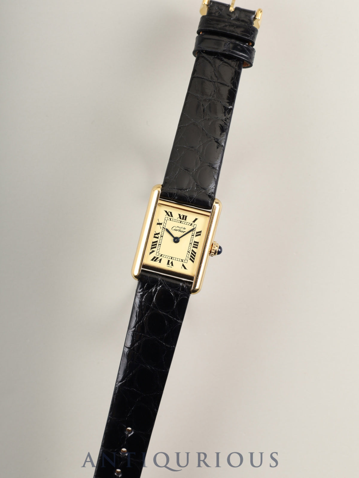 Cartier Must Tank SM 5057001 Quartz Caliber 057 SV925 Leather Strap with Genuine GP Buckle Ivory Dial (SWISS Marking) Box Booklet Warranty Card (1995/H7) Overhauled