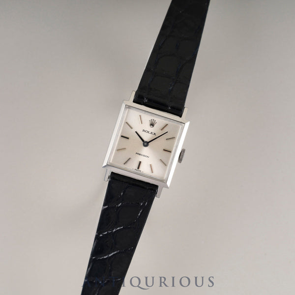 Rolex Precision 2611, manual winding, Cal. 1400, stainless steel, leather, genuine stainless steel buckle, silver dial, No. 41 (1974) *Overhauled