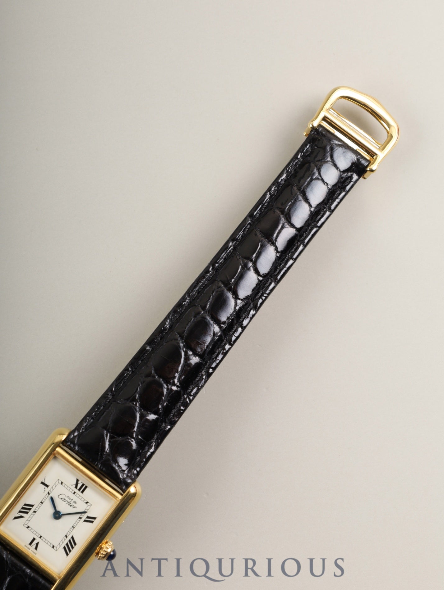 カルティエ マストタンク MM 2415 クォーツ Cal.057 SV925 革 純正Dバックル (GP)ホワイト飛びローマン文字盤(SWISS MADE表記) 箱 オーバーホール済み 新品仕上げ済み