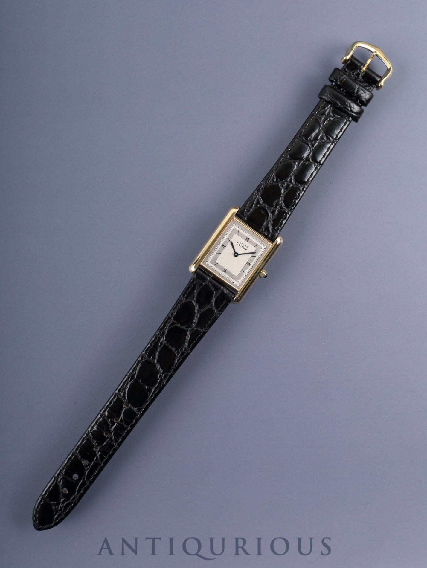 カルティエ マストタンク LM 6 81006 クォーツ Cal.81 SV925 純正尾錠(GP)シルバー飛びローマン文字盤 1982年頃~1995年頃 箱 オーバーホール済み