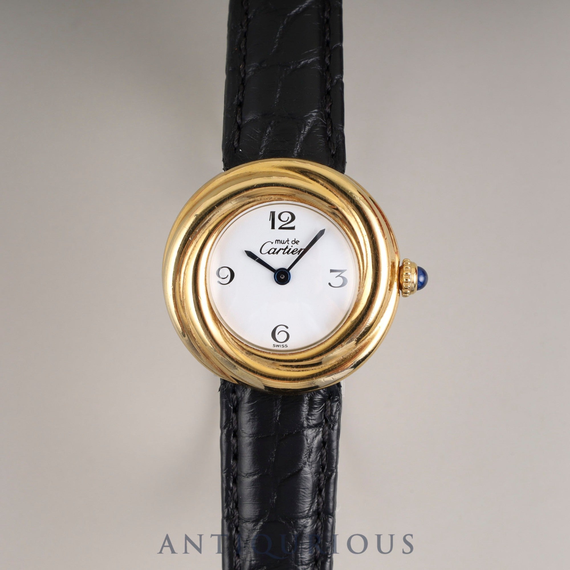 カルティエ マストトリニティ W1010844/2735 クォーツ Cal.157.06 SV925 革 純正Dバックル(GP) ホワイト文字盤 箱 オーバーホール済み