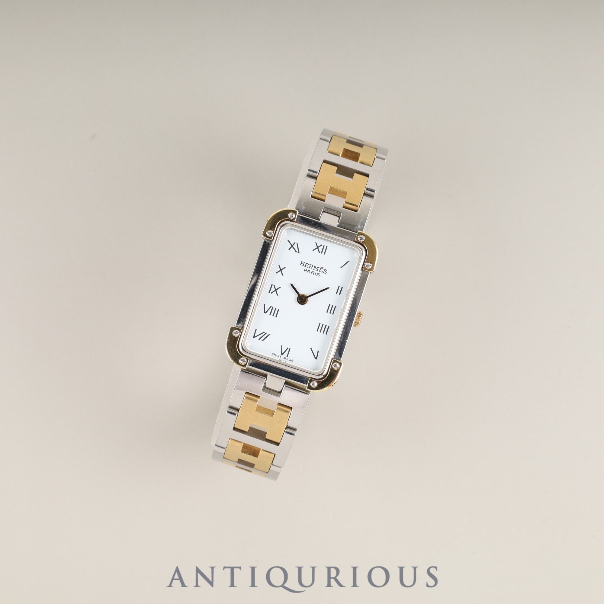 Hermès Cloajour CR1.240 Quartz Cal.976.001 SS/GP SS/GP White Dial Box Booklet Warranty (1996) Overhauled