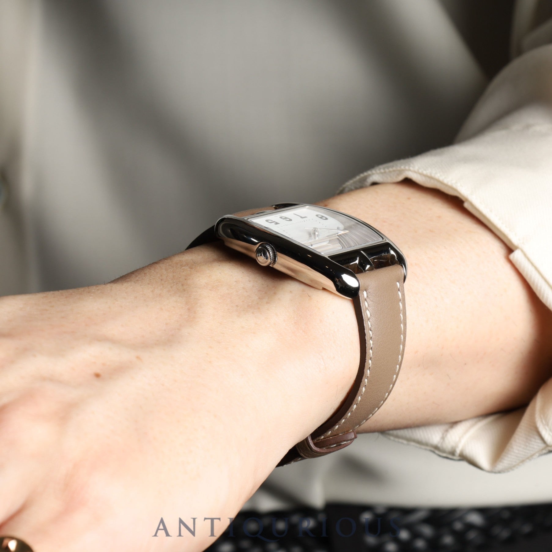 Hermès Cape Cod Tonneau CT1.710 Quartz Movement, Stainless Steel, Genuine Leather Strap (Stamped N: 2010), Genuine Buckle (SS), White Dial, Box, Warranty Card (2010), Overhauled