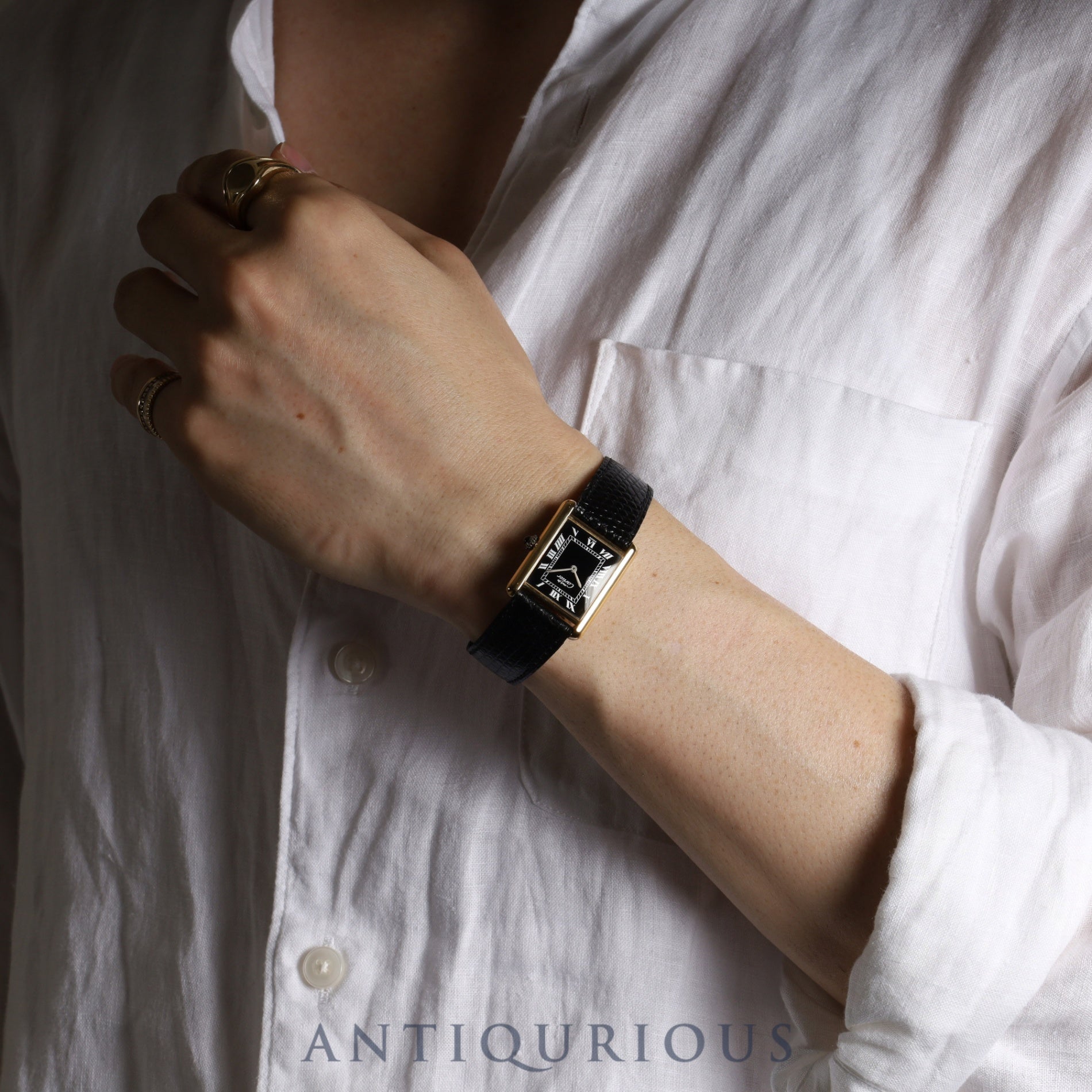 カルティエ マストタンク LM 手巻き Cal.78-1 SV925 純正革ベルト 純正尾錠 ブラックローマン文字盤 保証書(1978年)オーバーホール済み