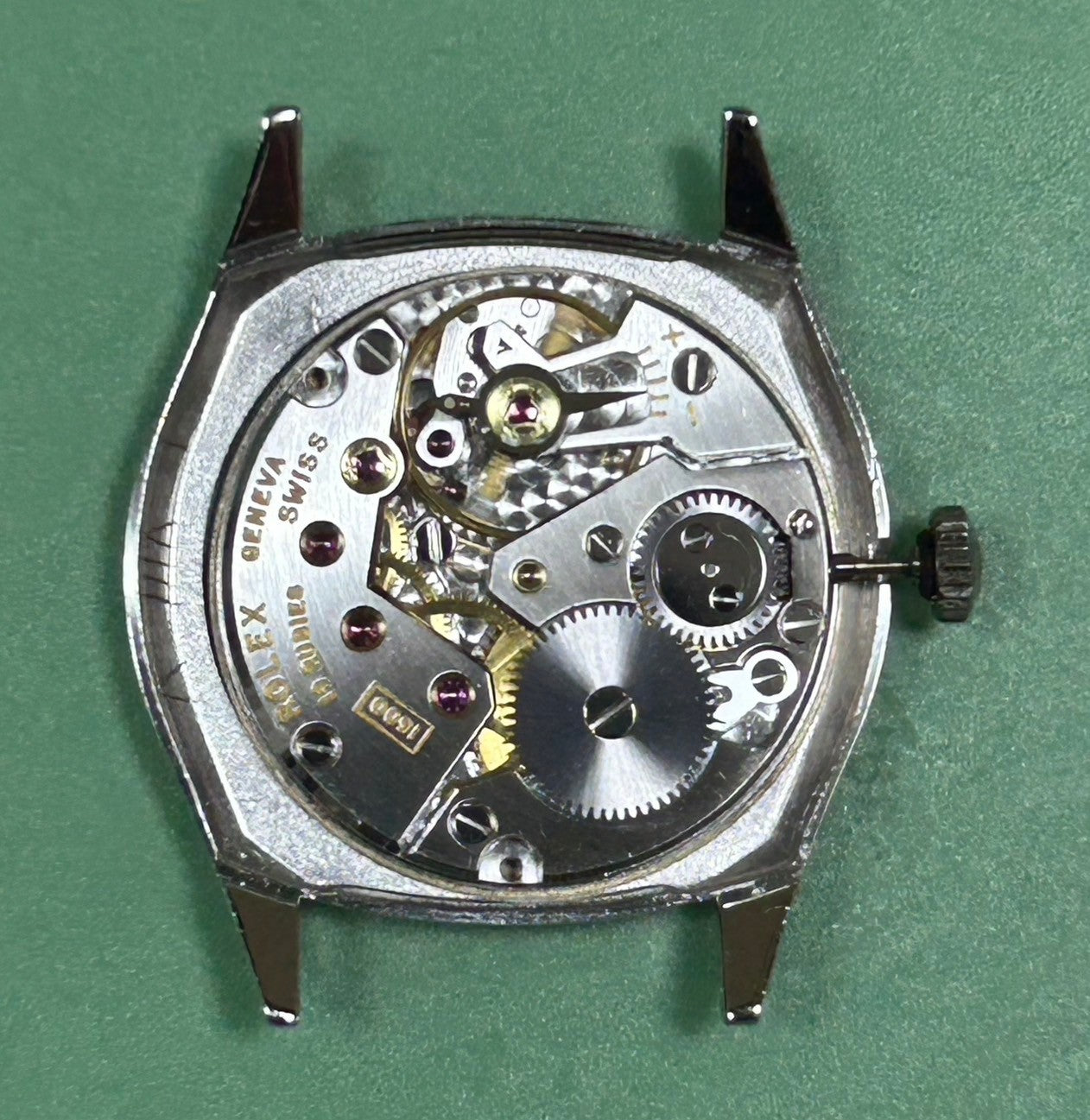 ロレックス チェリーニ 3800 手巻き Cal.1600 750 純正革ベルト 純正尾錠(SS) シルバー文字盤 箱 保証書(1971年) タグ オーバーホール済み