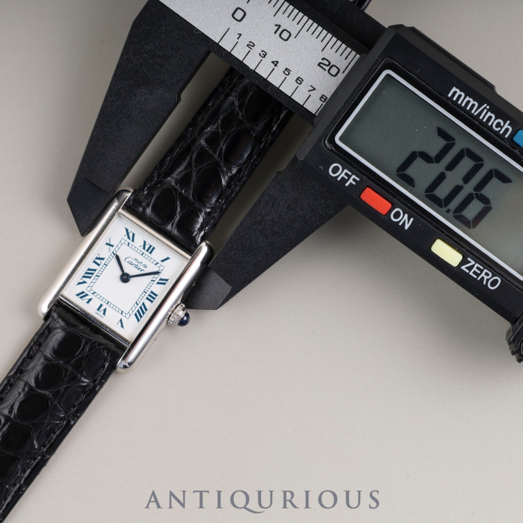 Cartier Must Tank SM W1001565 / 1614 Quartz Caliber 057 SV925 Leather Strap with Genuine D-Buckle (Stainless Steel) White Roman Dial Overhauled