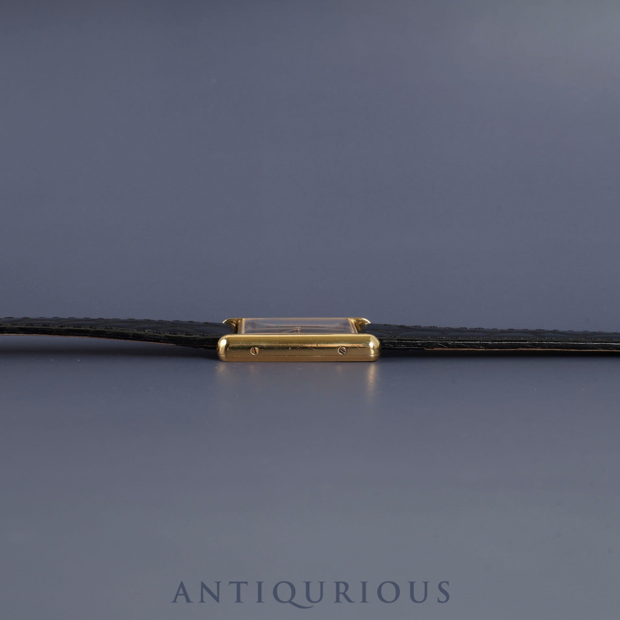 カルティエ マストタンク LM 590005 クォーツ Cal.90 SV925 革 純正尾錠(GP) ブラック飛びローマン文字盤 オーバーホール済み 新品仕上げ済み