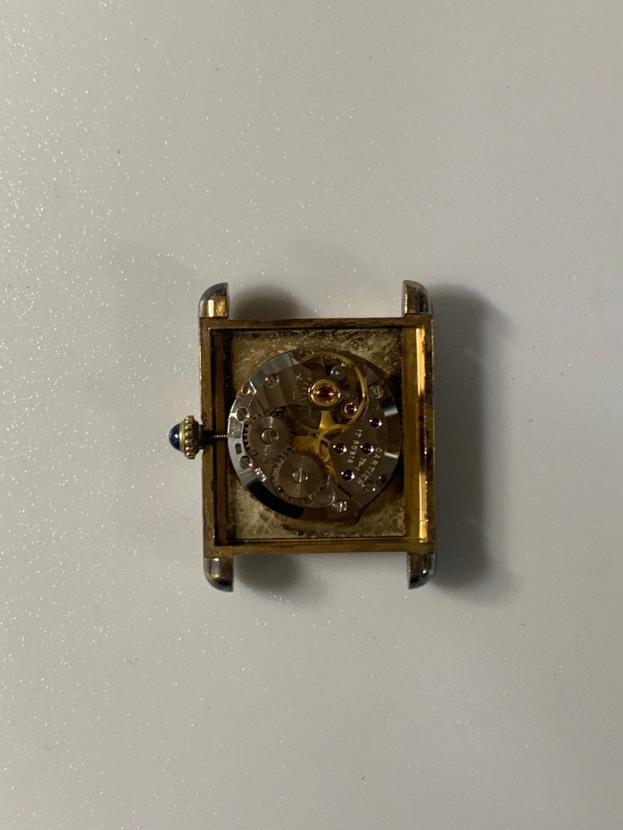 カルティエ マストタンク LM 手巻き Cal.78-1/ETA2512-1 SV925 革 純正尾錠(GP)オニキス文字盤(SWISS表記) オーバーホール済み