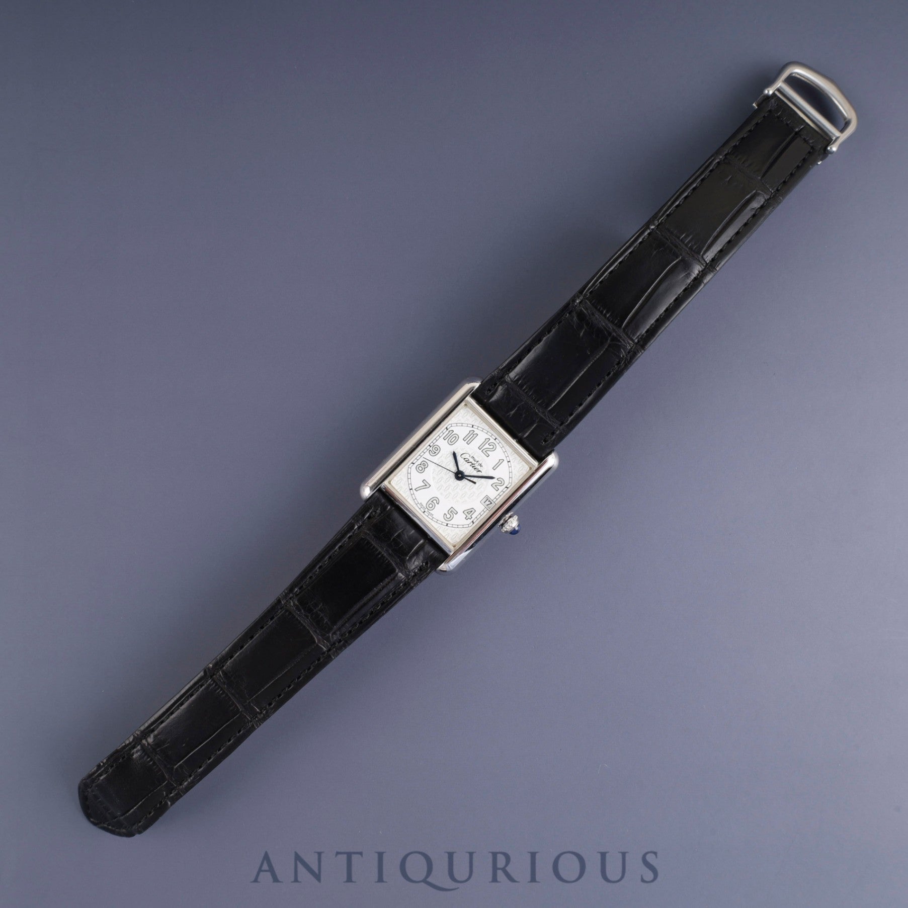 Cartier Must Tank GM (XL) 2414 Quartz Caliber 87 SV925 Leather Strap with Genuine D-Clock Buckle (Stainless Steel) Telephone Arabic Dial Overhauled