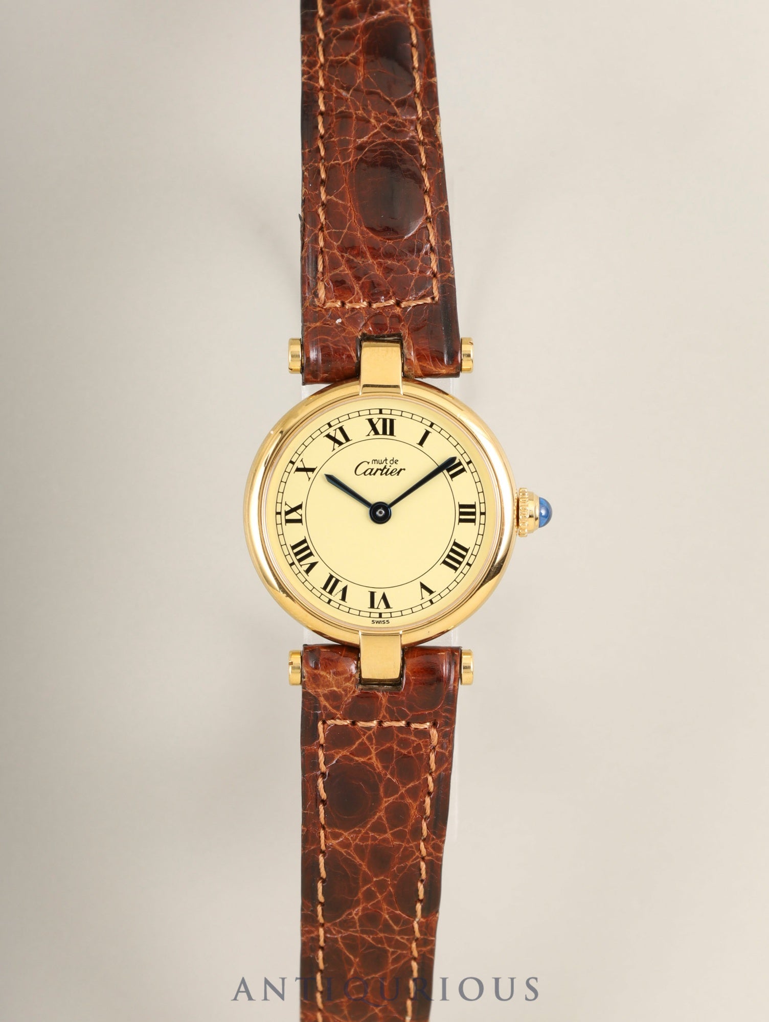 カルティエ マスト ヴァンドーム VLC SM 590004 クォーツ Cal.90 SV925 純正革ベルト 純正尾錠(GP)アイボリーローマン文字盤 箱 冊子 保証書(1994年)オーバーホール済み