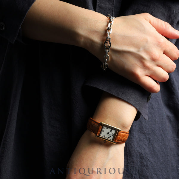 Cartier Must Tank SM 5057001 Quartz SV925 Leather Genuine D Buckle (GP) Arabic CC Dial Complete service (full maintenance) completed at Cartier boutique