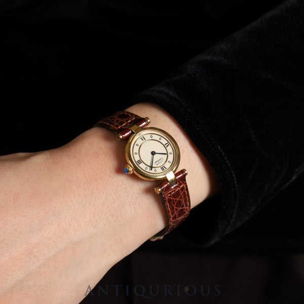 カルティエ マスト ヴァンドーム VLC SM 590004 クォーツ Cal.90  SV925 純正革ベルト 純正尾錠(GP)アイボリー文字盤 オーバーホール済み