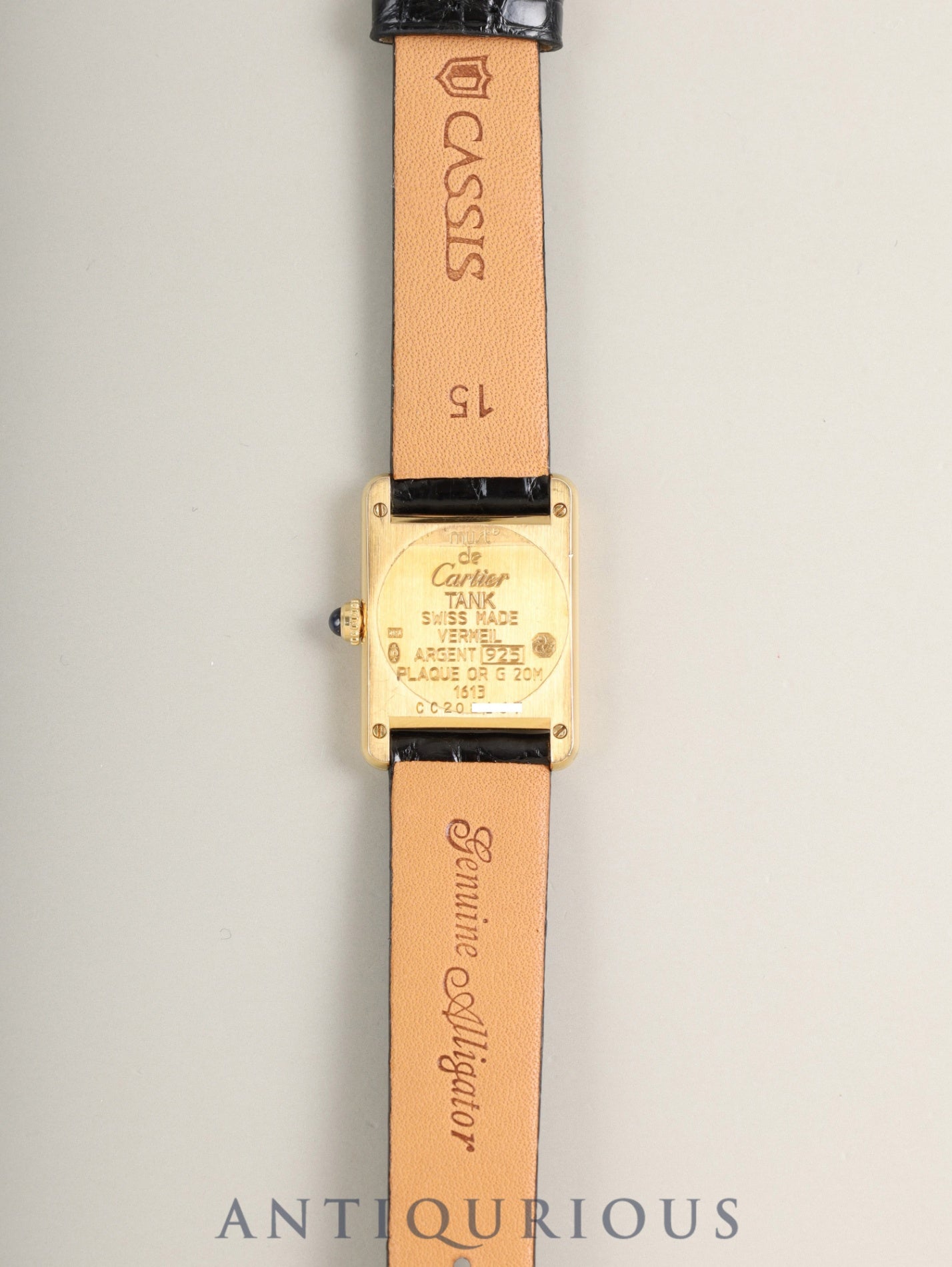 カルティエ マストタンク SM W1003153 / 1613 クォーツ Cal.057 SV925 革 純正尾錠(GP)アイボリーローマン文字盤(SWISS表記)箱 冊子 保証書(1997年)オーバーホール済み