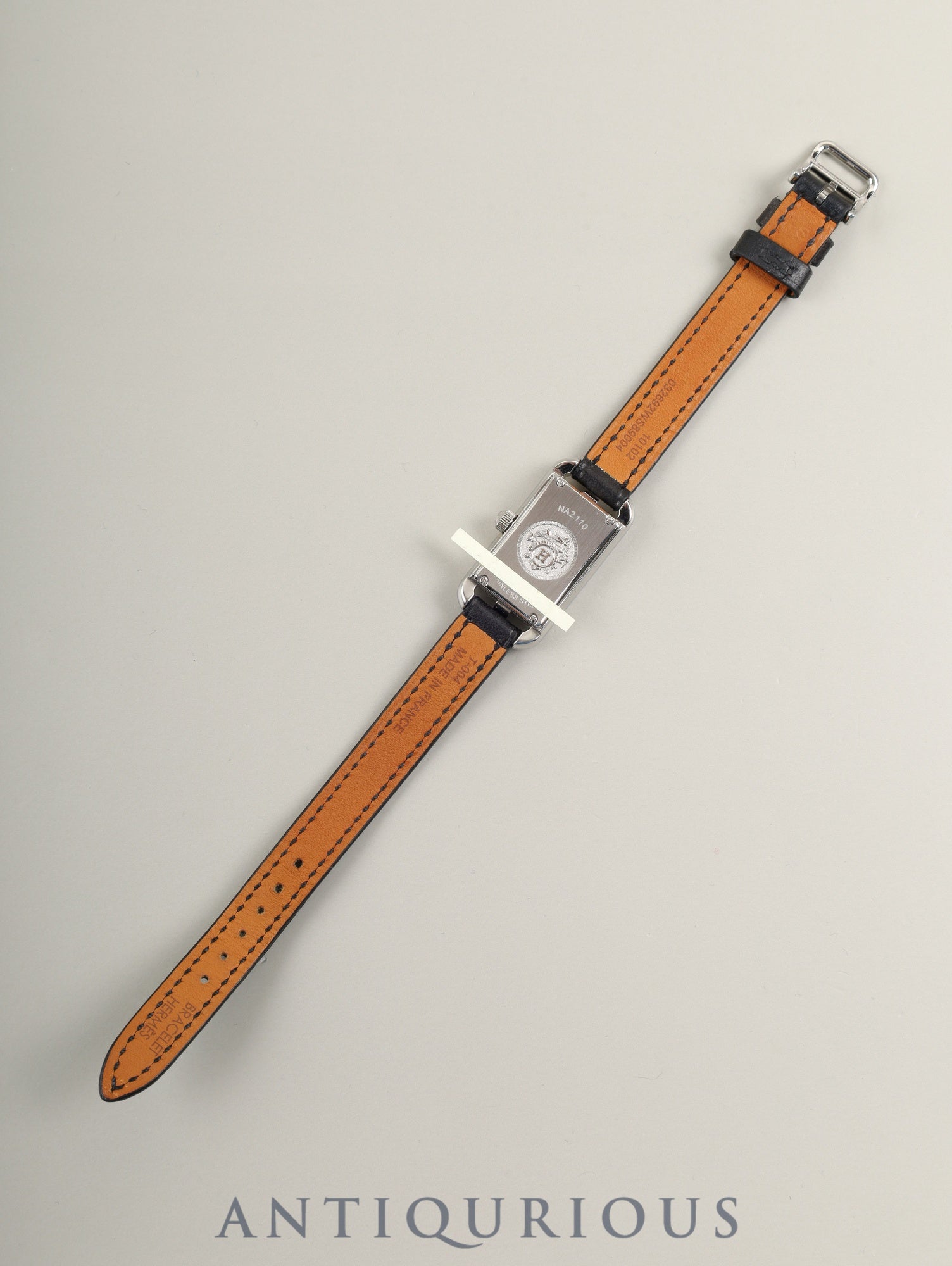 Hermès Nantucket NA2.110 Quartz Cal. ETA280.002 SS Genuine leather strap (U stamp: 2022) Genuine pin buckle (SS) Silver Arabic dial Box Manual Overhauled