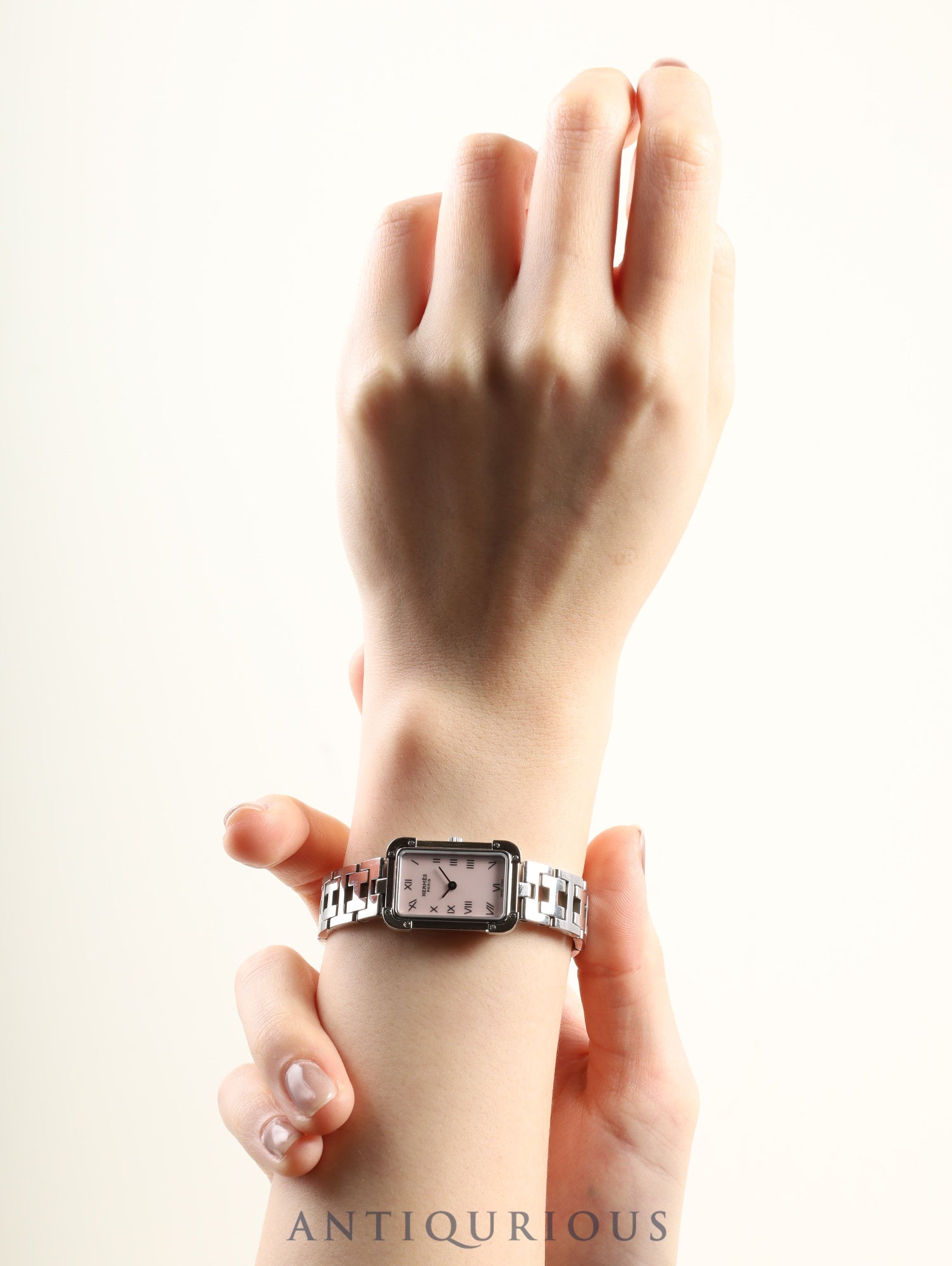 エルメス クロアジュール CR2.210 クォーツ Cal.976.001 SS SS ピンクシェル文字盤 箱 保証書(2013年)オーバーホール済み