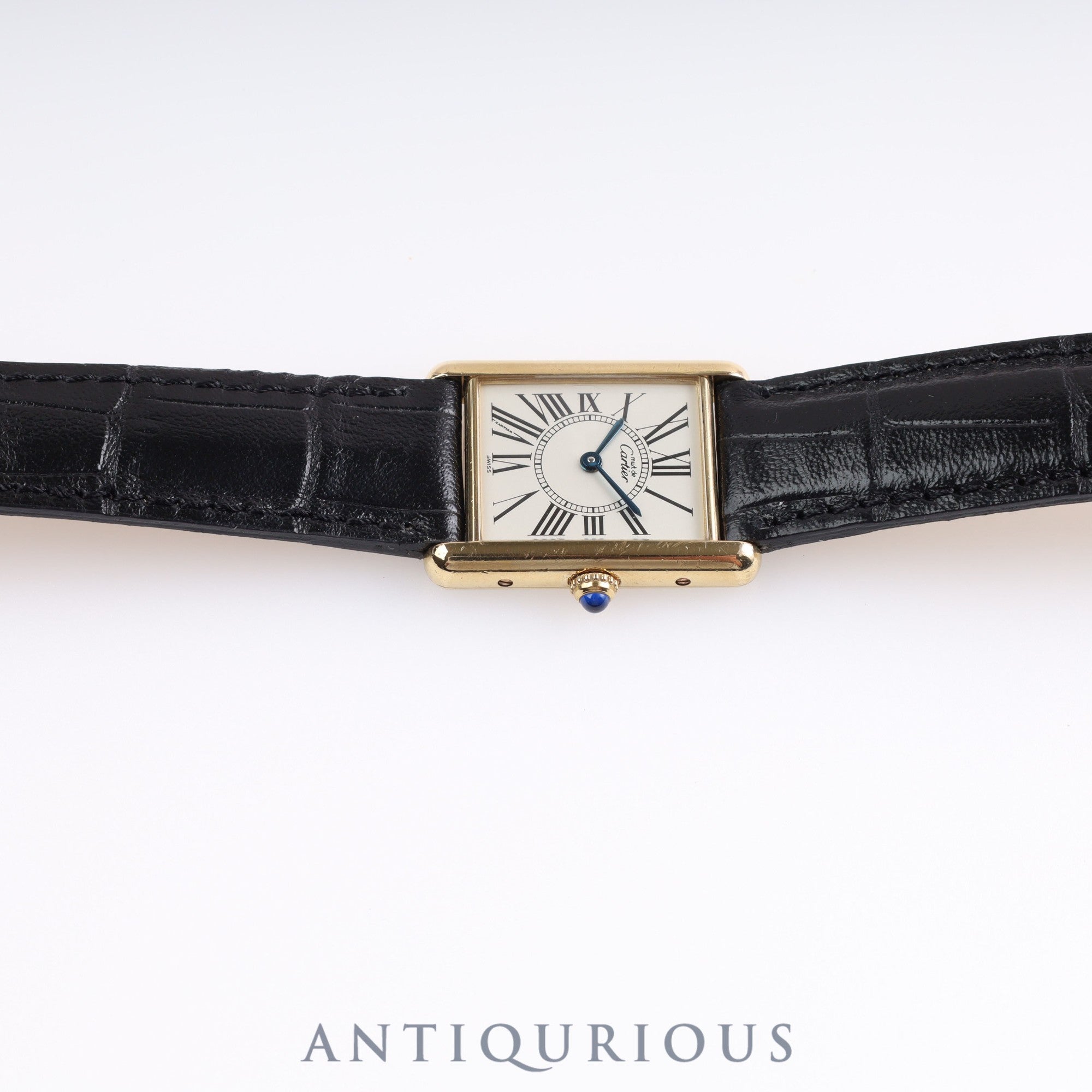 Cartier Must Tank LM QZ W1005654 590005 SV925 Leather Genuine Buckle Opalan Dial