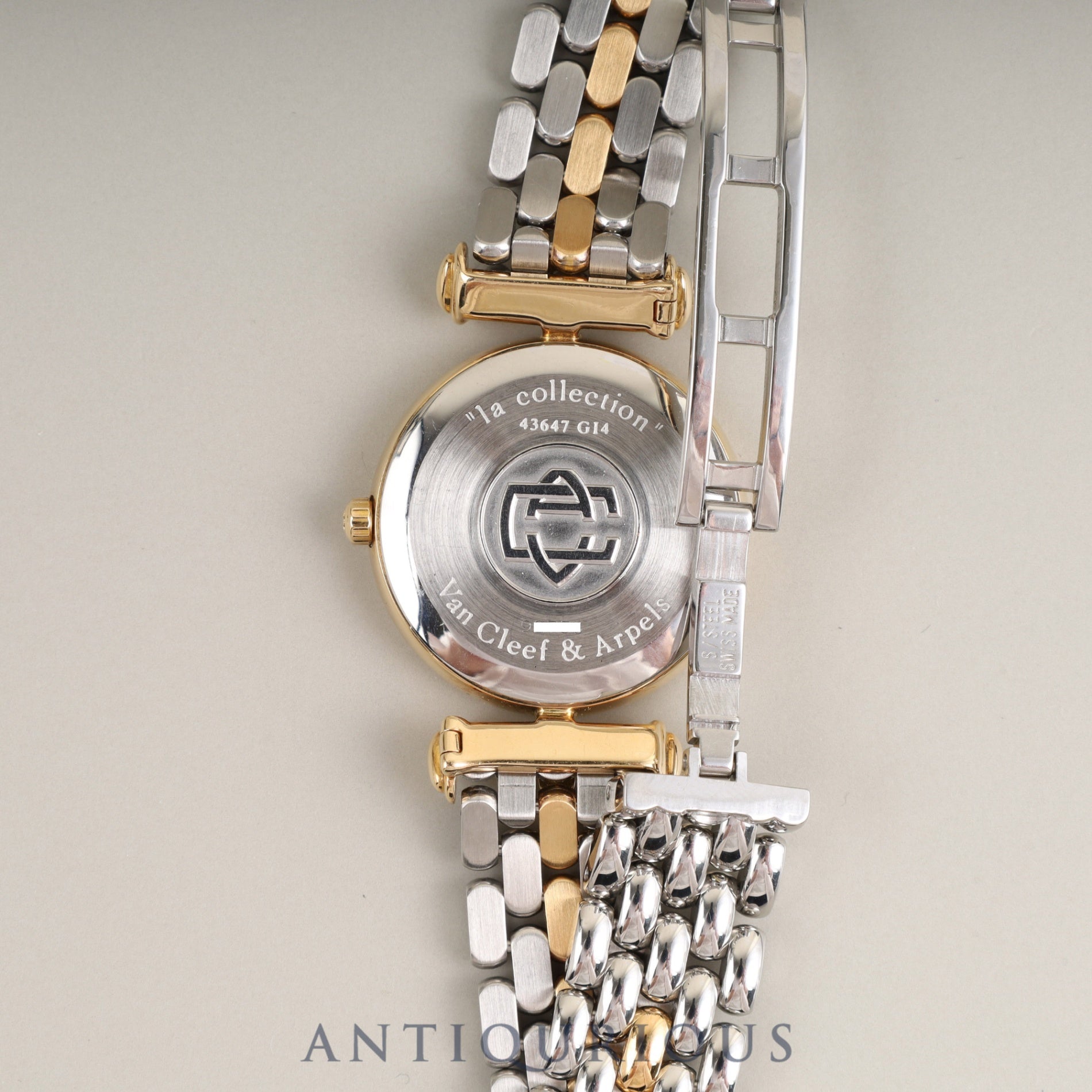 Van Cleef & Arpels La Collection 43637/G14 Quartz Cal.256.041 SS/GP SS/GP White Dial Genuine Leather Strap (Genuine Buckle (GP)) Overhauled