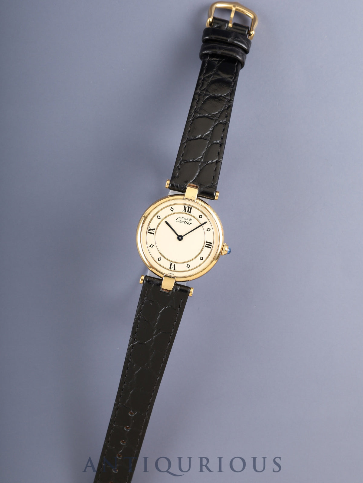 Cartier Must Vendôme VLC LM 590003 Quartz Caliber 90 SV925 Leather Genuine Pin Buckle (GP) Ivory 4-Piece Roman Dial Box Warranty (1993) Overhauled