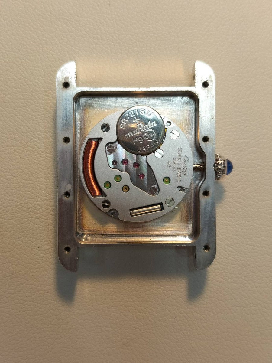 カルティエ マストタンク GM(XL) 2414 クォーツ Cal.87 SV925 革 純正Dバックル(SS)テレフォンアラビア文字盤 オーバーホール済み