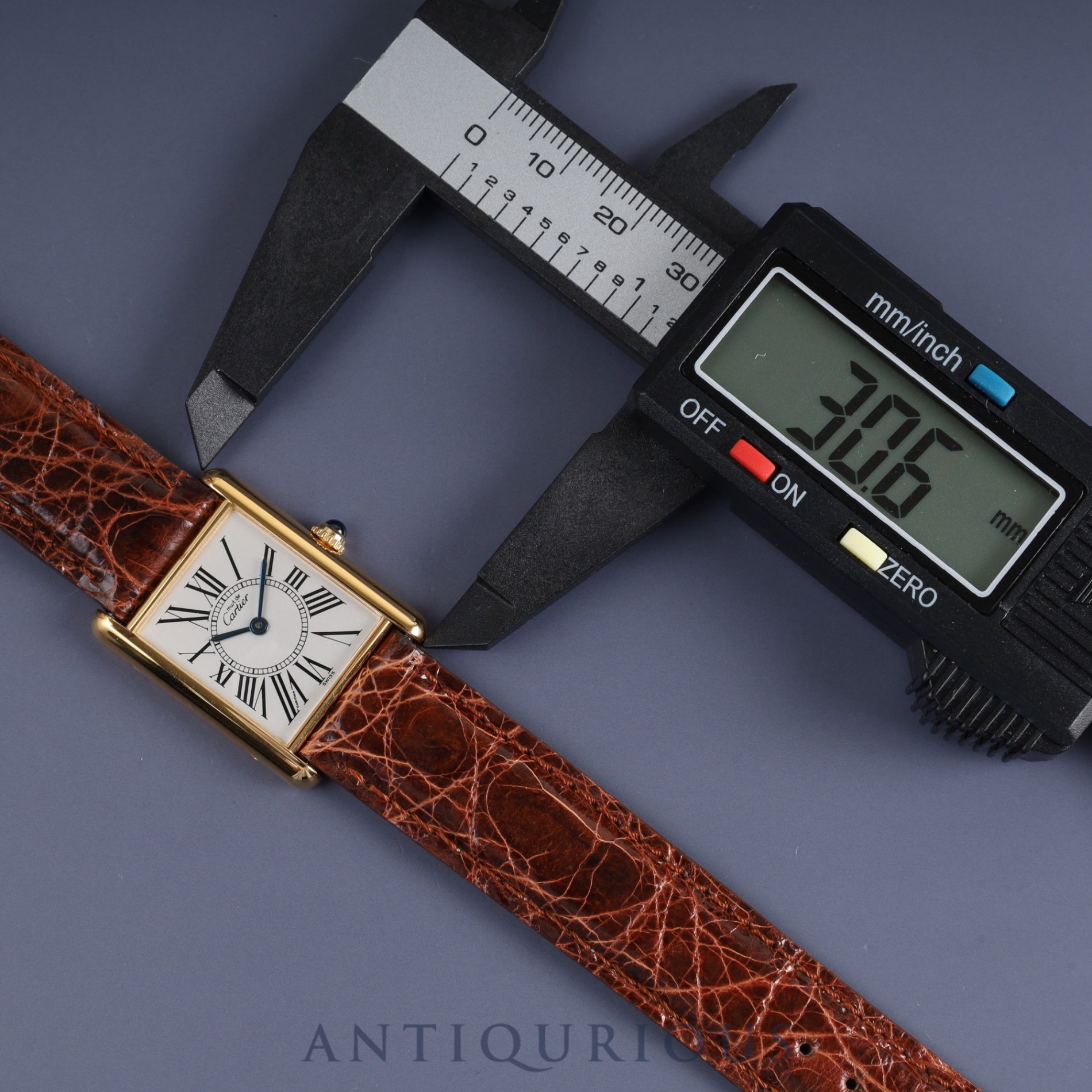 Cartier Must Tank LM 590005 Quartz SV925 Leather Genuine Buckle (GP) Opalan Dial Circa 1982-Circa 1995